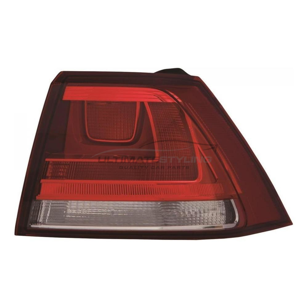 VW Golf 2012-2017 Non-LED Red & Clear Lens Outer (Wing) Rear Light / Tail Light Excluding Bulb Holder Drivers Side (RH)