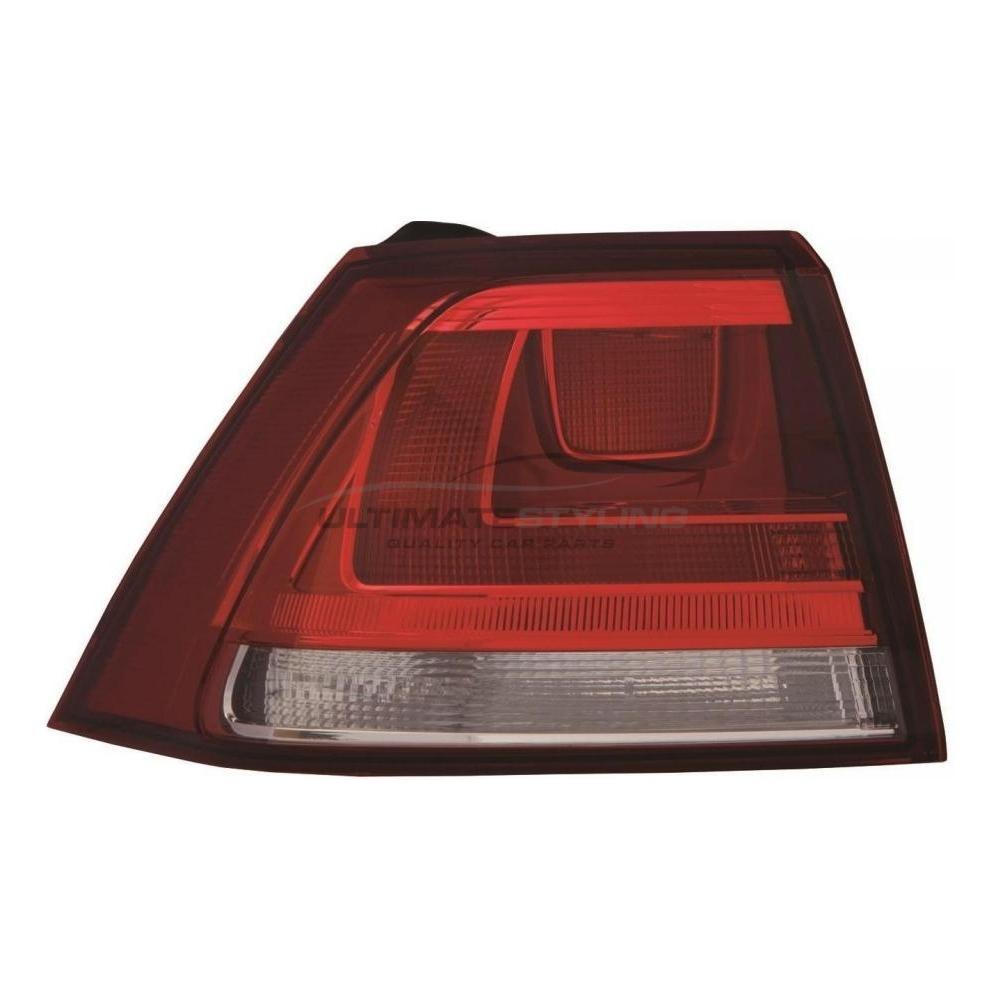 VW Golf 2012-2017 Non-LED Red & Clear Lens Outer (Wing) Rear Light / Tail Light Excluding Bulb Holder Passenger Side (LH)