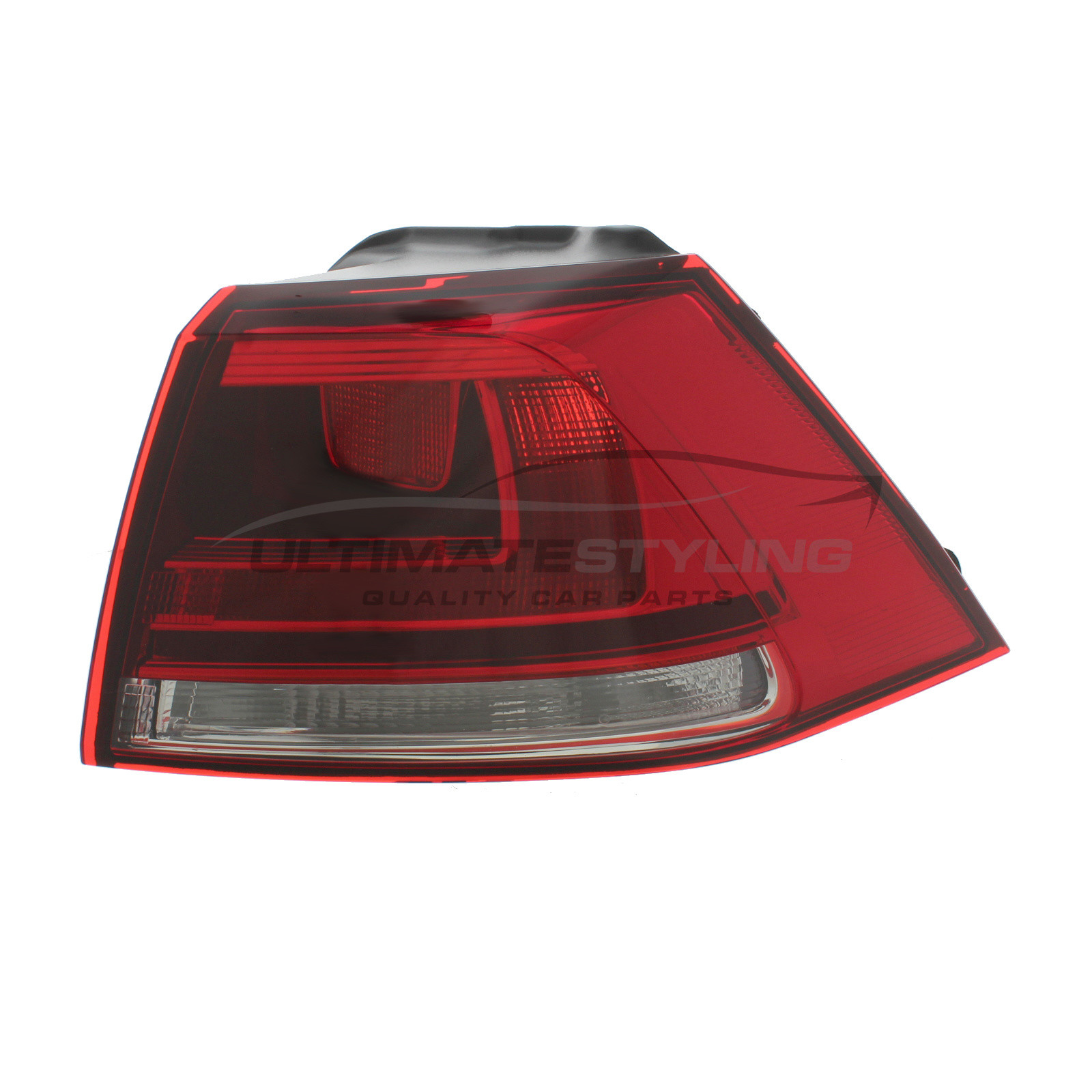 VW Golf 2012-2017 Non-LED Smoked Red & Clear Lens Outer (Wing) Rear Light / Tail Light Excluding Bulb Holder Drivers Side (RH)