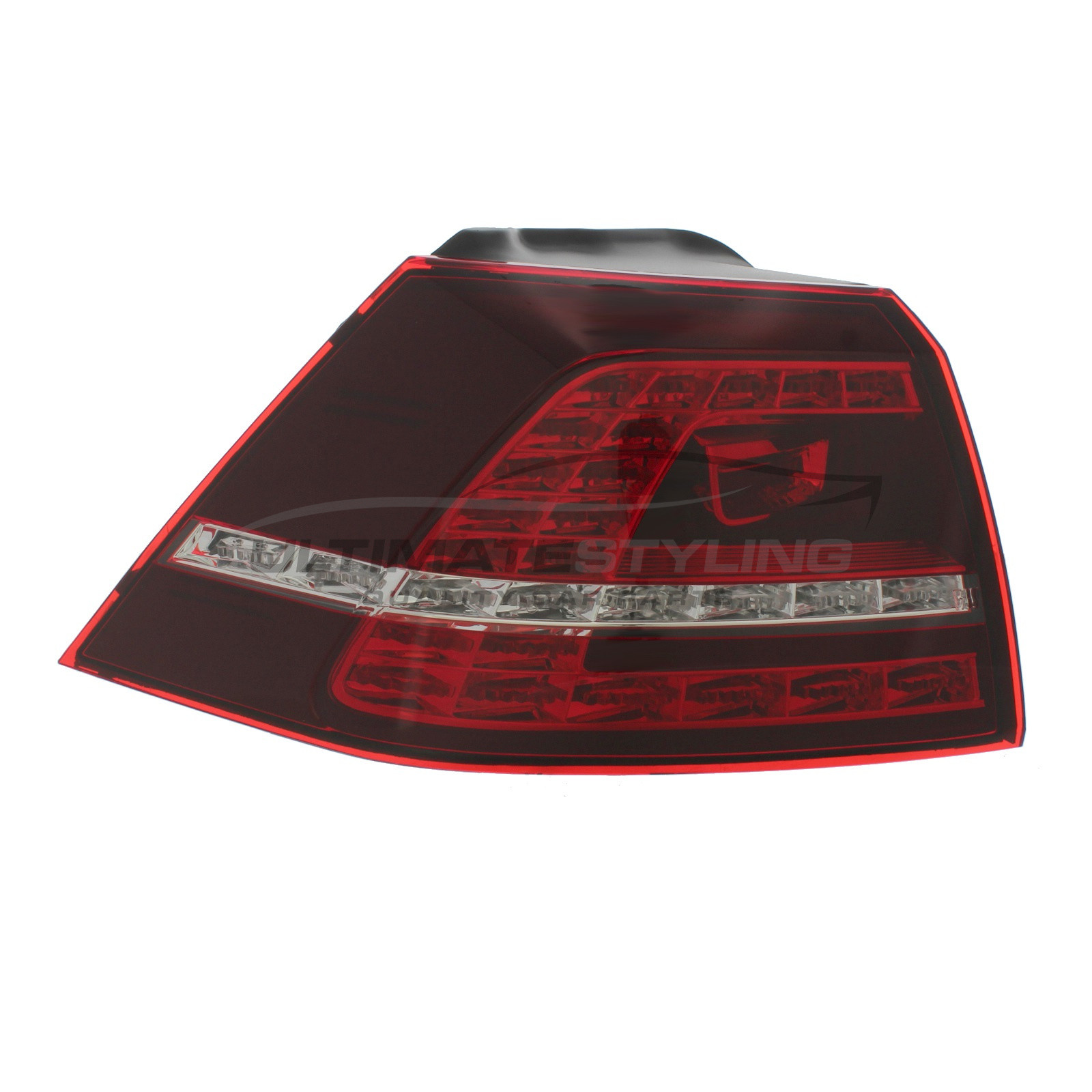 VW Golf 2013-2017 LED Smoked Red & Clear Lens Outer (Wing) Rear Light / Tail Light Including Bulb Holder Passenger Side (LH)