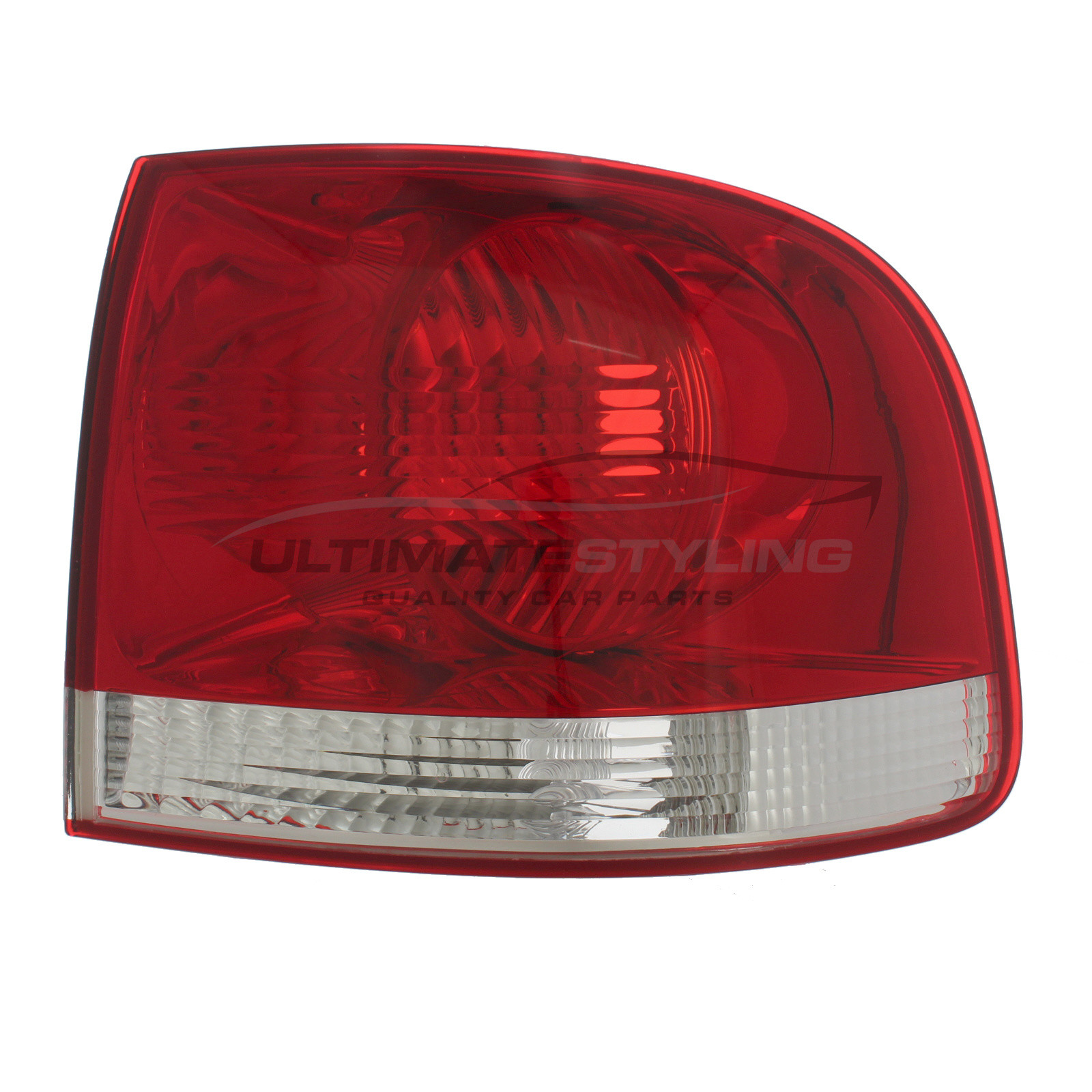 VW Touareg 2003-2006 Non-LED Red Lens With Clear Indicator Outer (Wing) Rear Light / Tail Light Excluding Bulb Holder Drivers Side (RH)