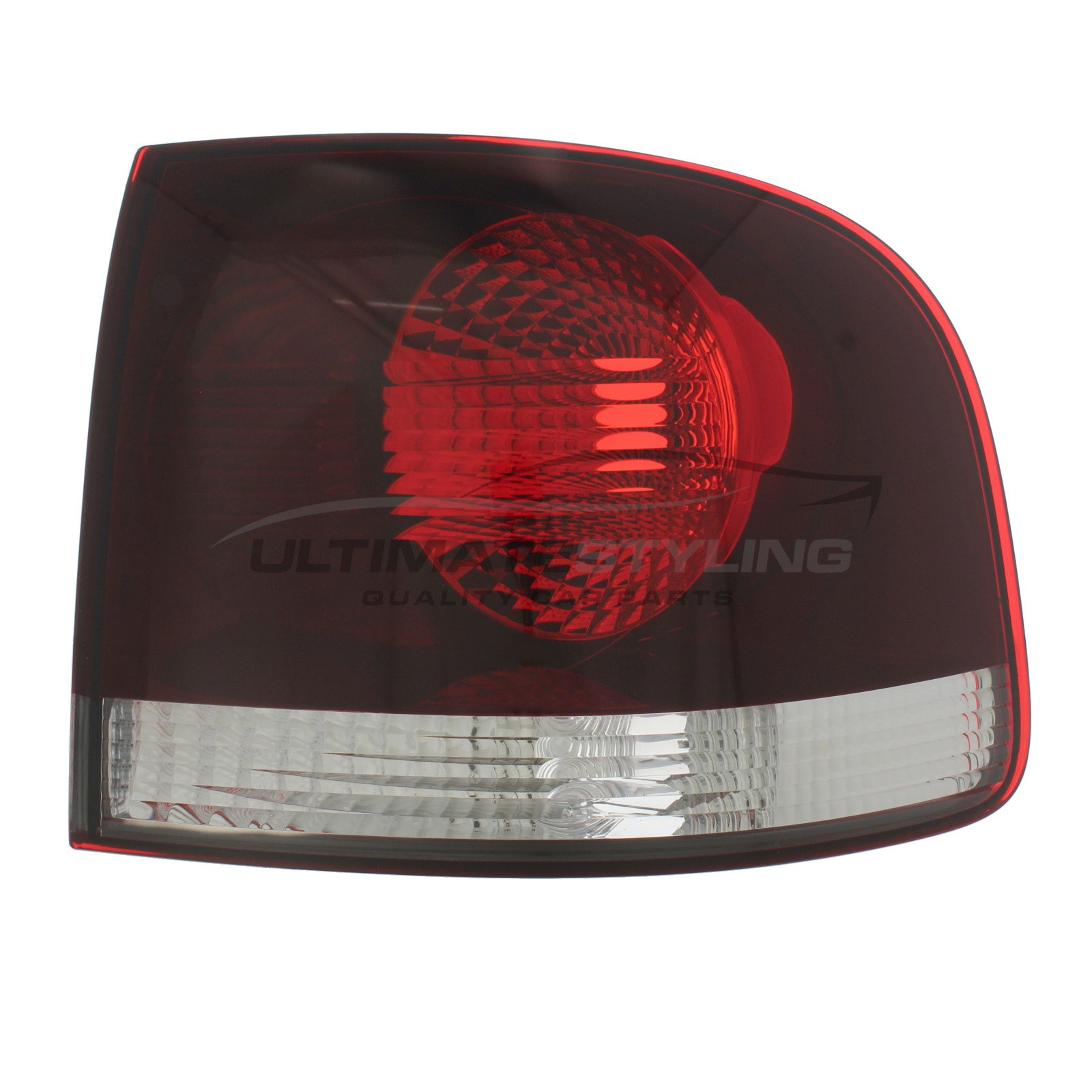 VW Touareg 2006-2011 Non-LED Smoked & Red Lens With Clear Indicator Outer (Wing) Rear Light / Tail Light Excluding Bulb Holder Drivers Side (RH)