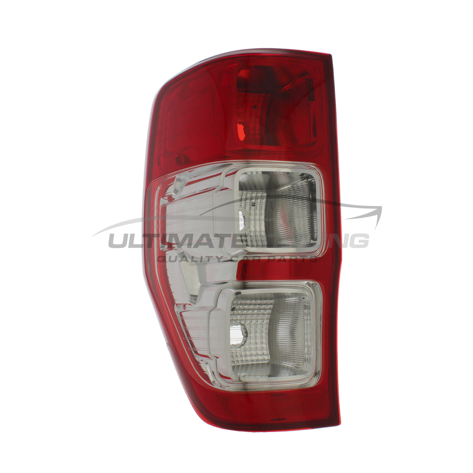 Ford Ranger 2011-> Non-LED Red Lens With Clear Indicator Rear Light / Tail Light Excluding Bulb Holder Passenger Side (LH)