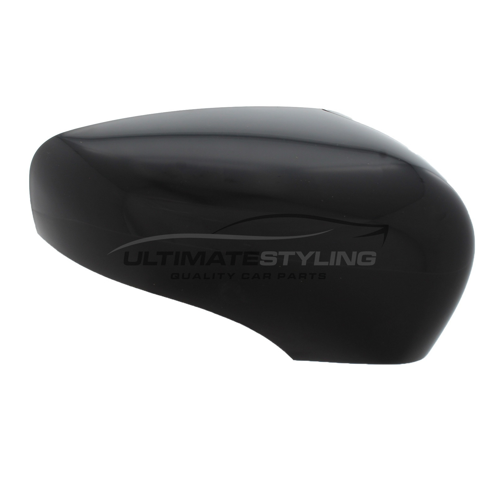 Nissan Micra 2017->, Renault Captur 2013-2020, Renault Clio 2012-2019, Renault Zoe 2012-> Wing Mirror Cover Cap Casing Polished Black Drivers Side (RH)