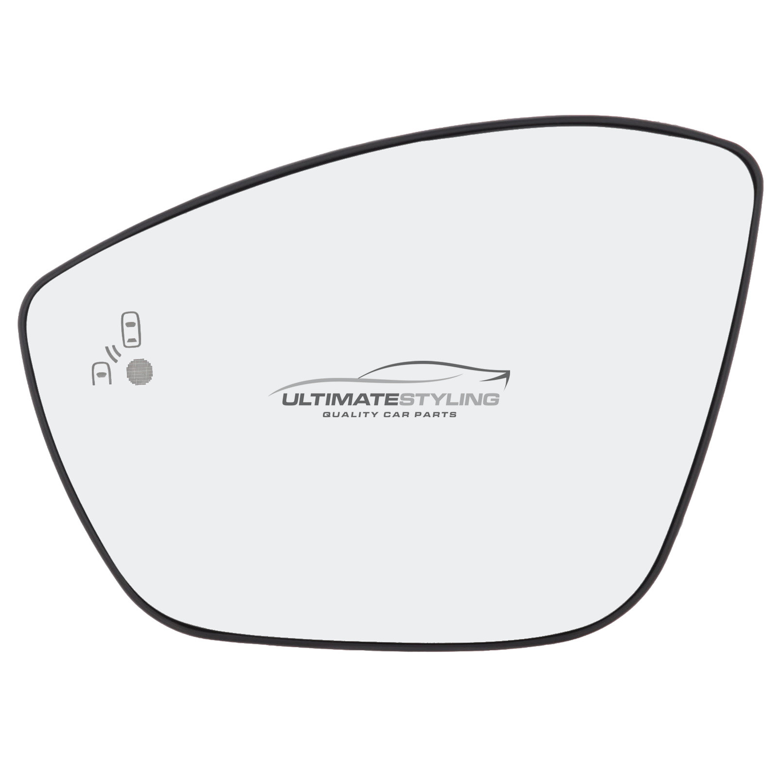 Citroen C3 / C4 Cactus, DS DS9, Peugeot 208 / 2008, Vauxhall Corsa F Wing Mirror Glass - Heated - Convex - Blind Spot Detection Warning Indicator Light - Passenger Side Nearside Left Hand