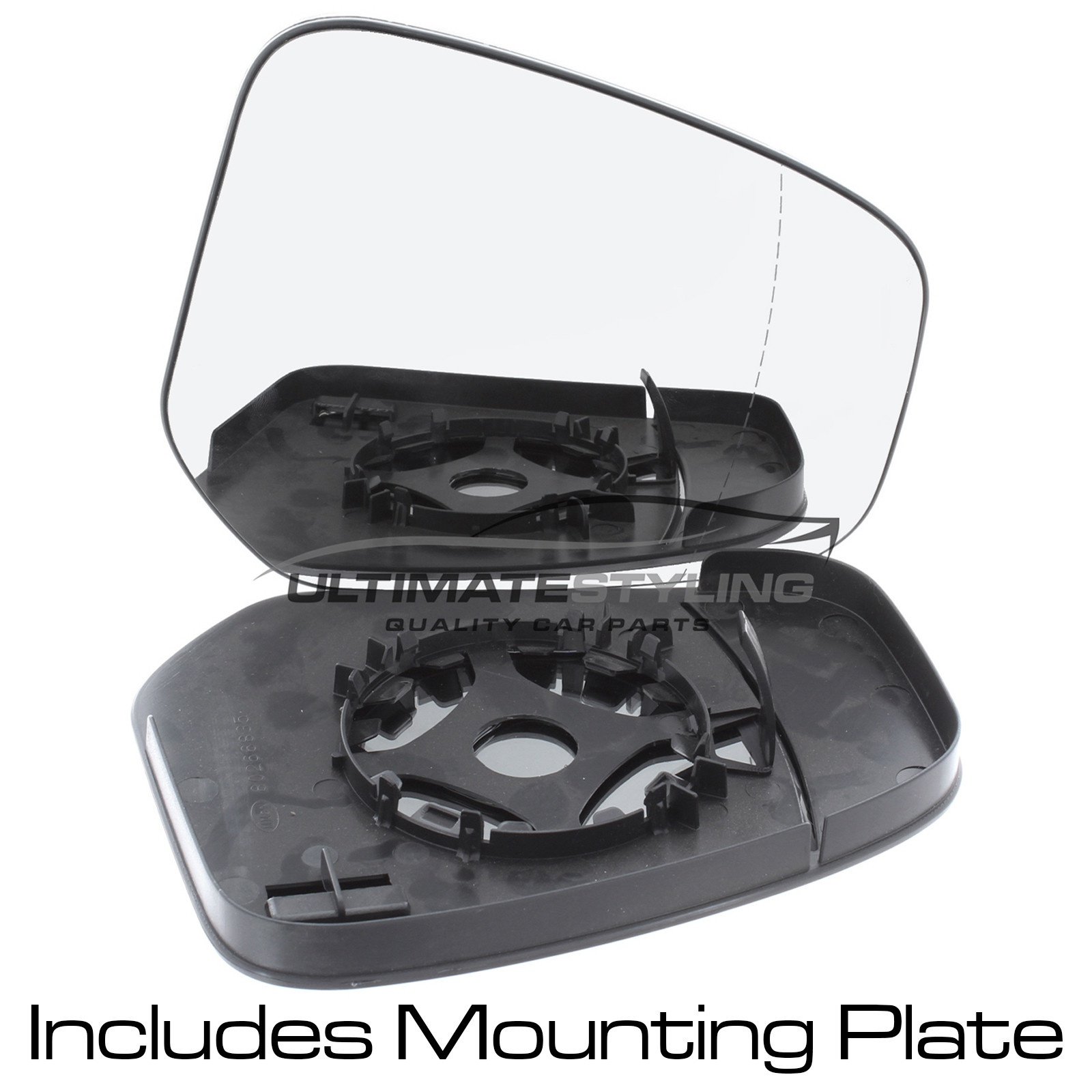 Ford Tourneo Courier 2018->, Ford Transit Courier 2014-2017 Non-Heated Wing Mirror Glass with Chrome Aspherical Finish Drivers Side (RH)