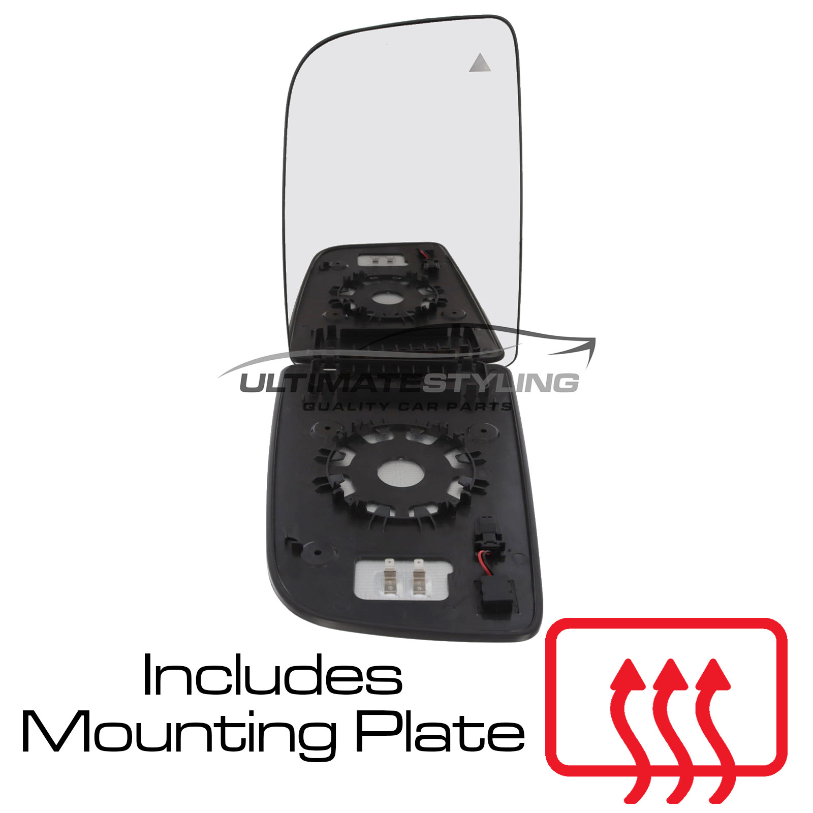 Mercedes Benz Sprinter 2018-2025 Upper Wing Door Mirror Glass - Heated - Convex - Blind Spot Indicator Detection Light - Passengers Side Nearside Left Hand