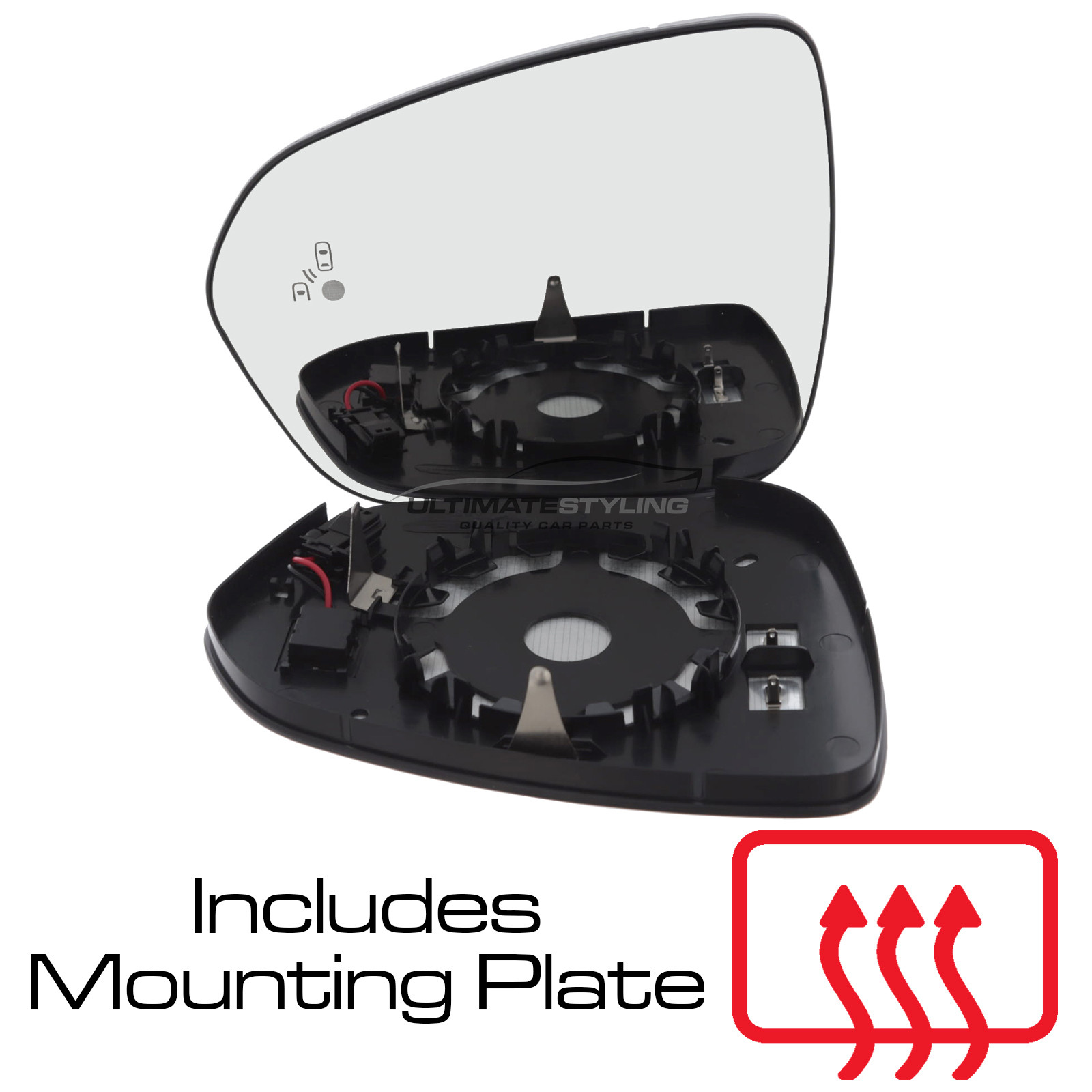 Dacia Duster 2024-> Wing Mirror Glass - Heated - Convex - Blind Spot Detection Warning Indicator Light - Passenger Side Nearside Left Hand