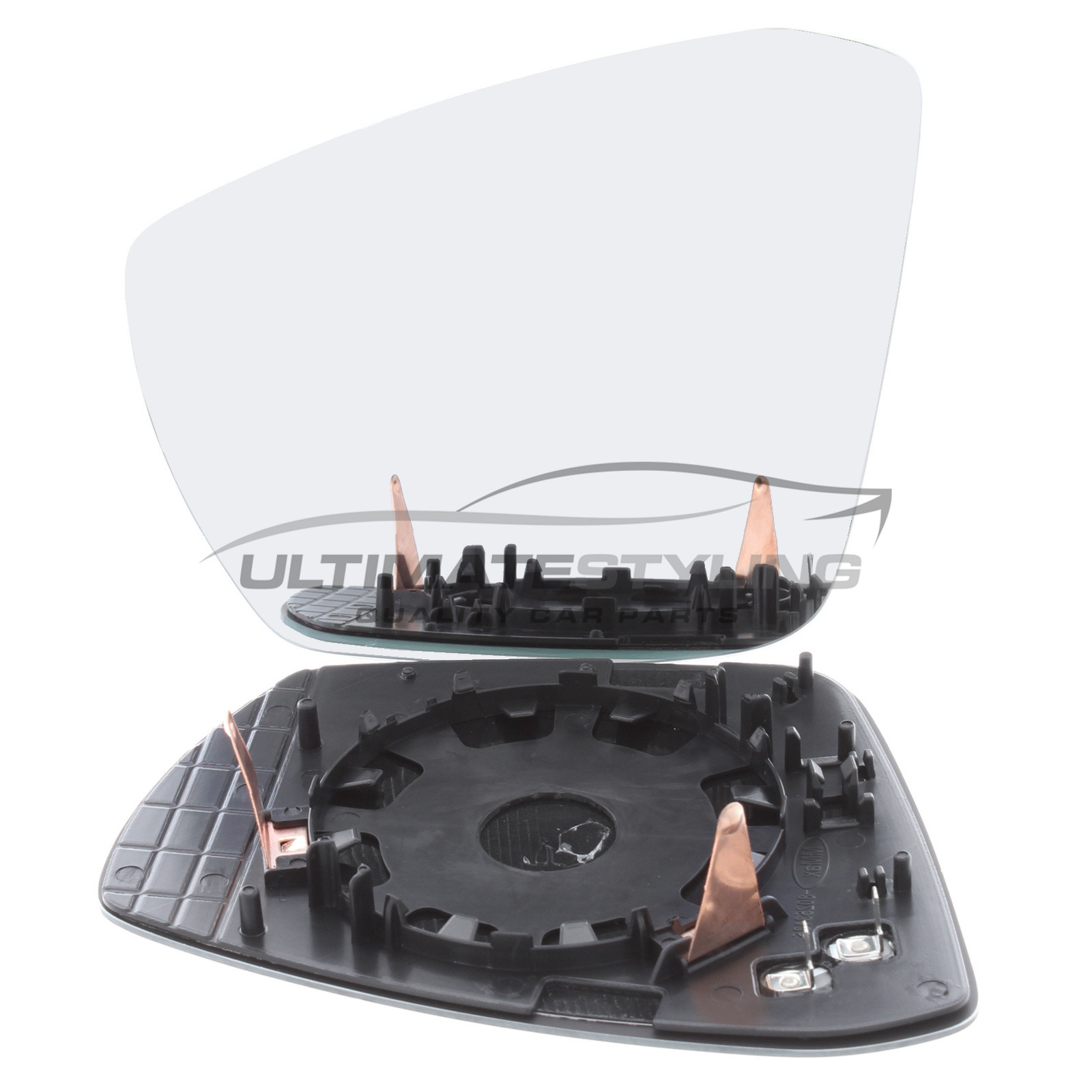 Skoda Octavia 2013-2021, VW T-Roc 2017-2021 Heated Wing Mirror Glass with Chrome Convex Finish Passenger Side (LH)