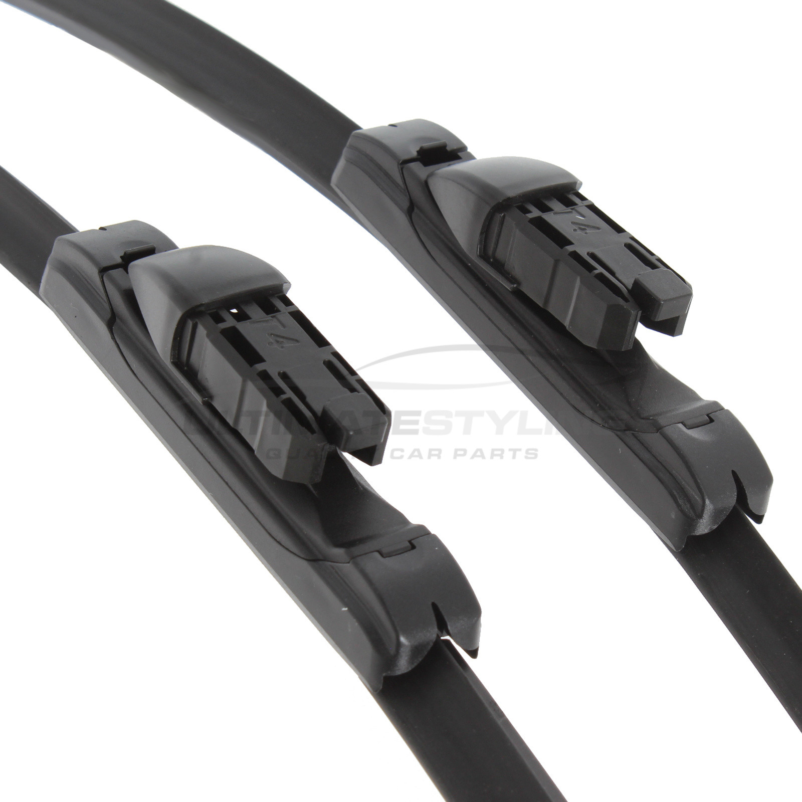 BMW X5 / X6 / X7, Ford Focus, Lexus RX200 / RX450 / RXL450, Porsche Panamera, Volvo C30 / S40 / S60 / S80 / V50 / V60 / V70 / XC60 / XC70 Wiper Blades - Exact Fit Aero Blades (Pair) - 65 & 50 cm - 26 & 20 inch