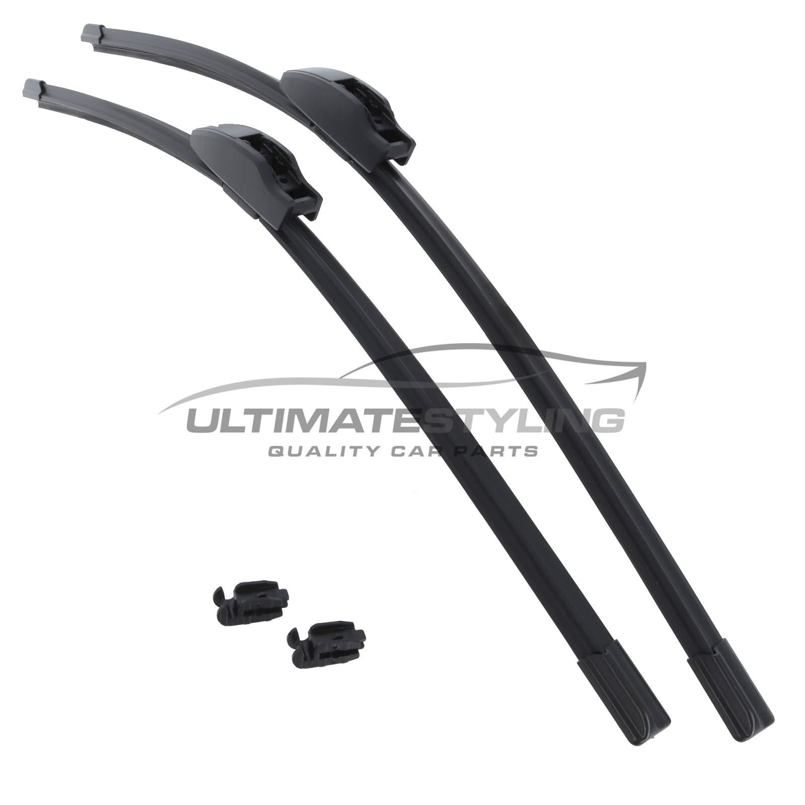 BMW X5, Chrysler Sebring, Dodge Avenger, Fiat Multipla, Honda Accord, Mercedes Benz Sprinter, Peugeot 406, Toyota Landcruiser, VW LT Wiper Blades - Exact Fit Aero Blades (Pair) - 60 & 55 cm - 24 & 22 inch