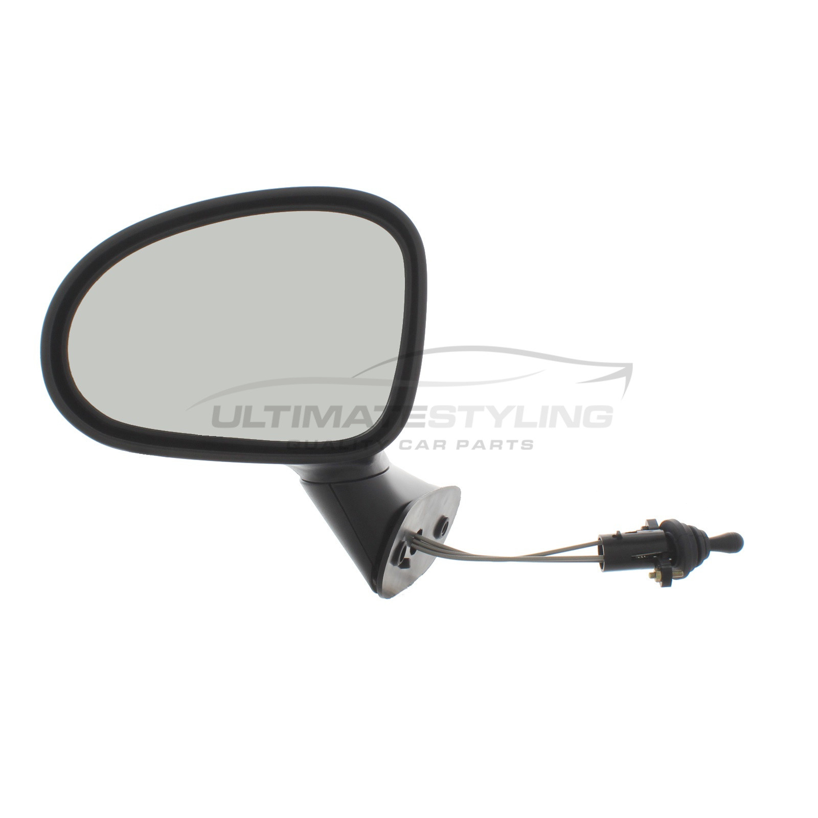 Chevrolet Matiz, Daewoo Matiz Wing Mirror / Door Mirror - Passenger Side (LH) - Cable adjustment - Non-Heated Glass - Black