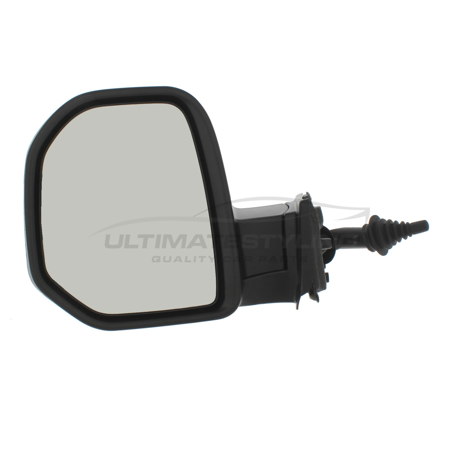 Citroen Berlingo, Peugeot Partner Wing Mirror / Door Mirror - Passenger Side (LH) - Cable adjustment - Non-Heated Glass - Black