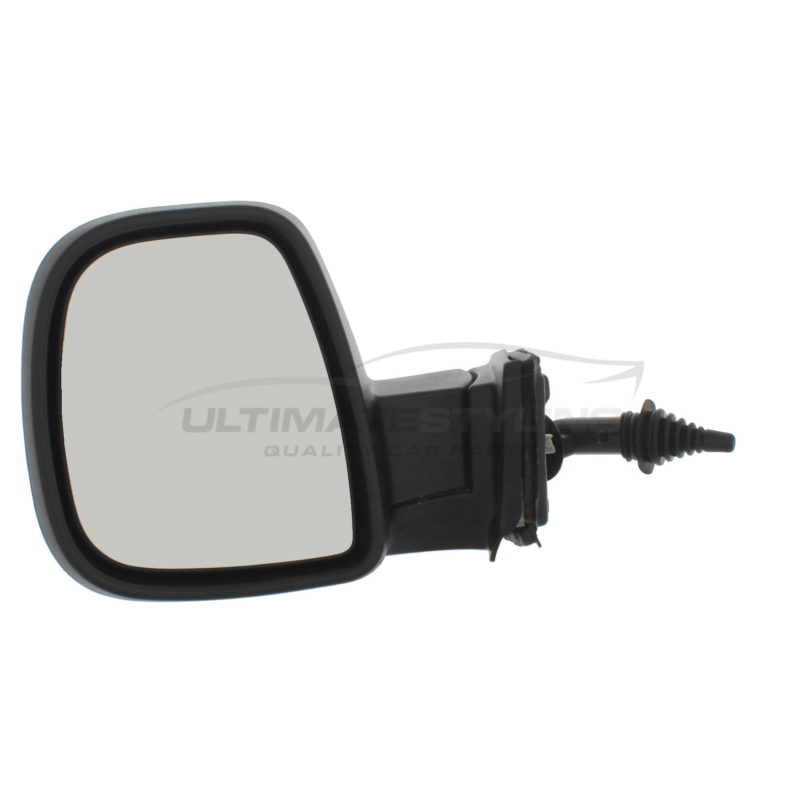 Citroen Berlingo, Peugeot Partner Wing Mirror / Door Mirror - Passenger Side (LH) - Cable adjustment - Non-Heated Glass - Black