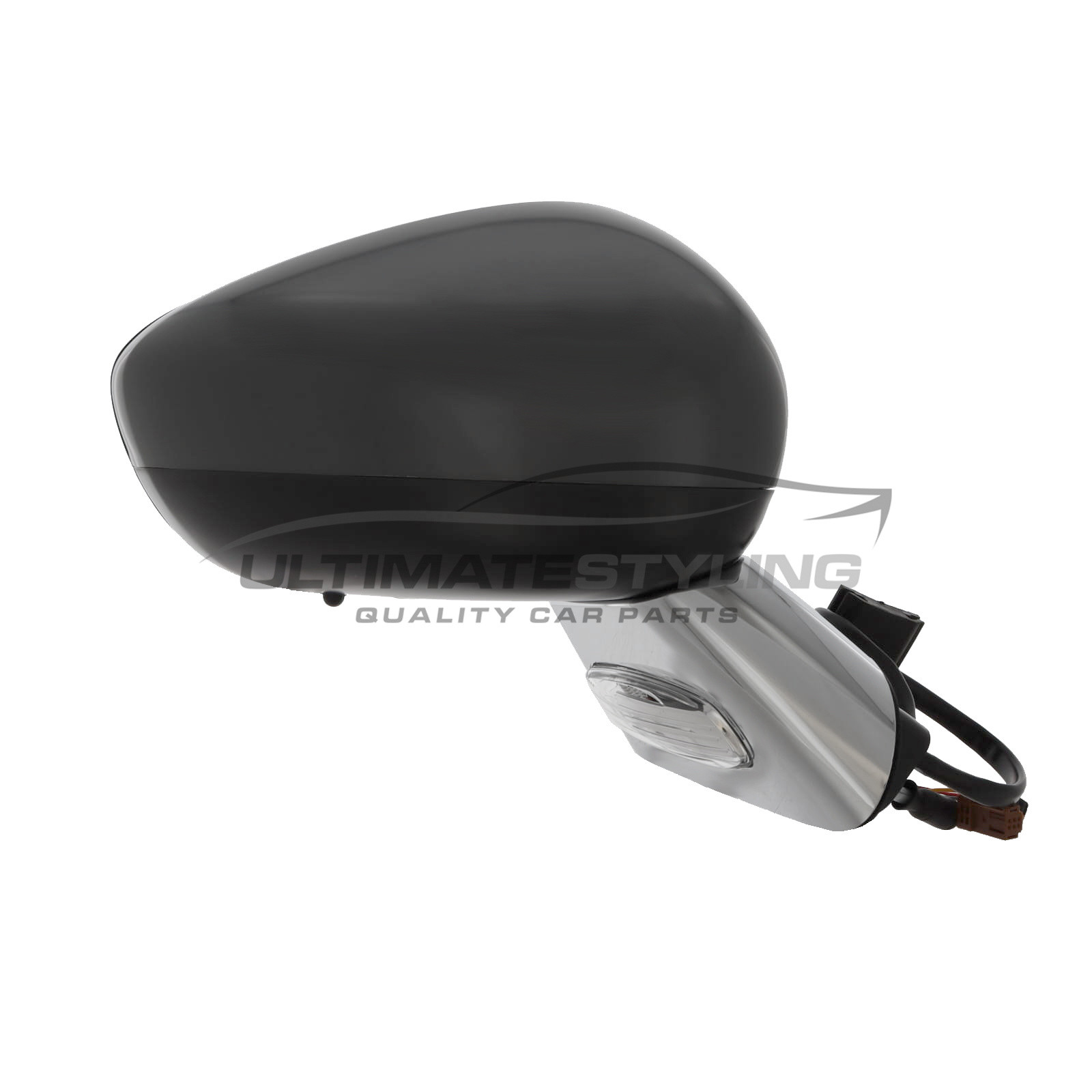 Citroen C3 Wing Mirror / Door Mirror - Drivers Side (RH) - Electric adjustment - Non-Heated Glass - Temperature Sensor - Chrome Arm & Primed Cover