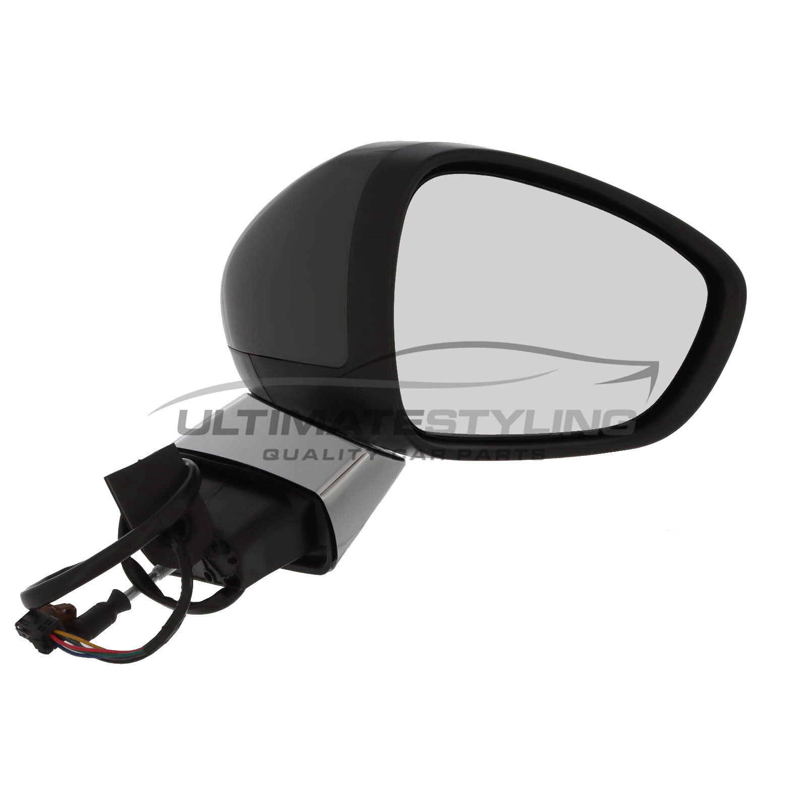 Citroen C3 Wing Mirror / Door Mirror - Drivers Side (RH) - Electric adjustment - Non-Heated Glass - Temperature Sensor - Chrome Arm & Primed Cover