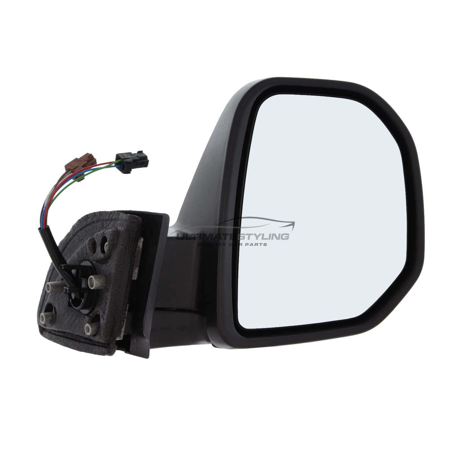 Citroen Berlingo Mk2, Peugeot Partner Mk2 2008-2012 Wing Door Mirror - Electric Power Folding - Heated - Convex - Glass - Temperature Sensor - Primed Cover - Drivers Side Offside Right Hand