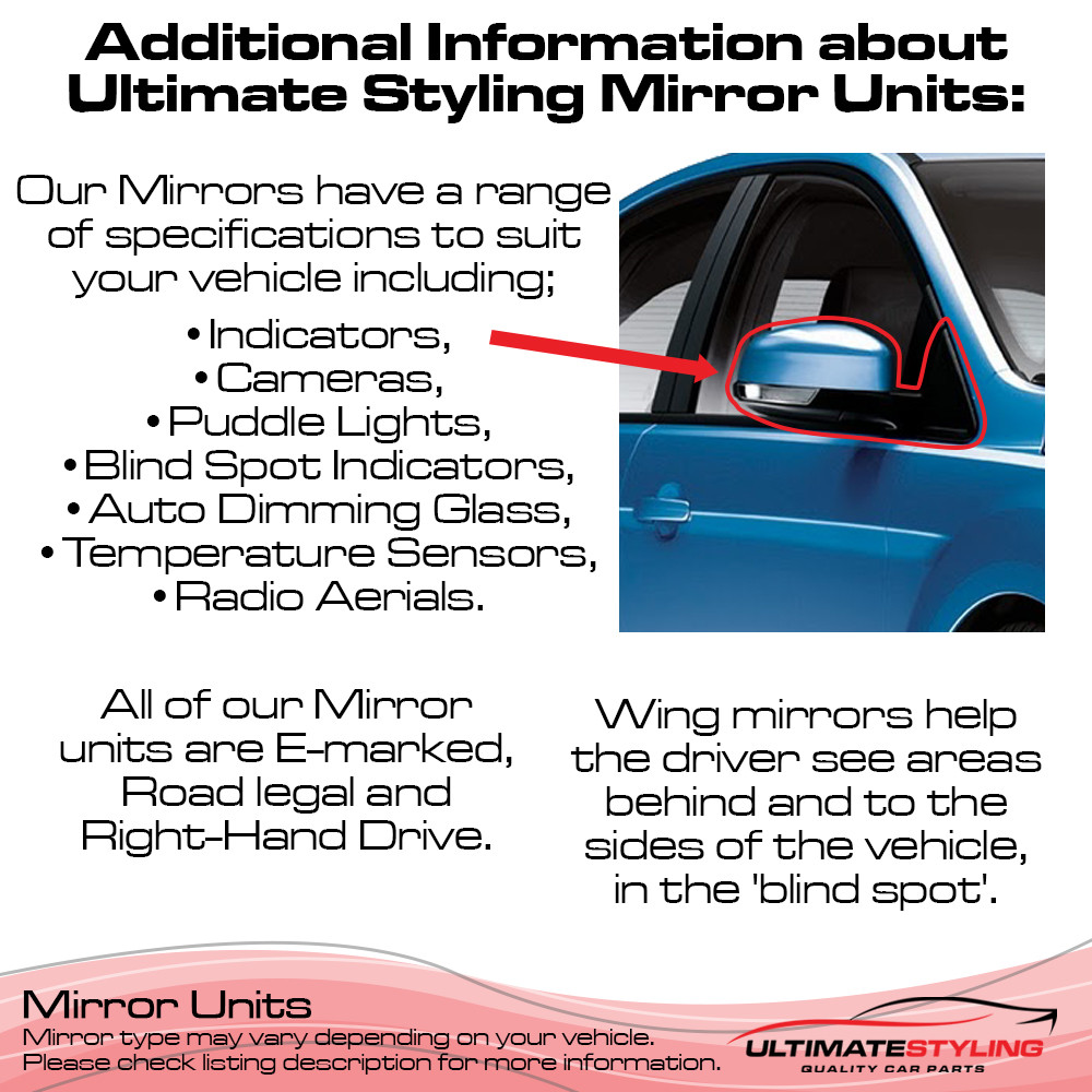 Honda CR-V Wing Mirror / Door Mirror - Passenger Side (LH) - Electric adjustment - Heated Glass - Power Folding - Paintable - Black