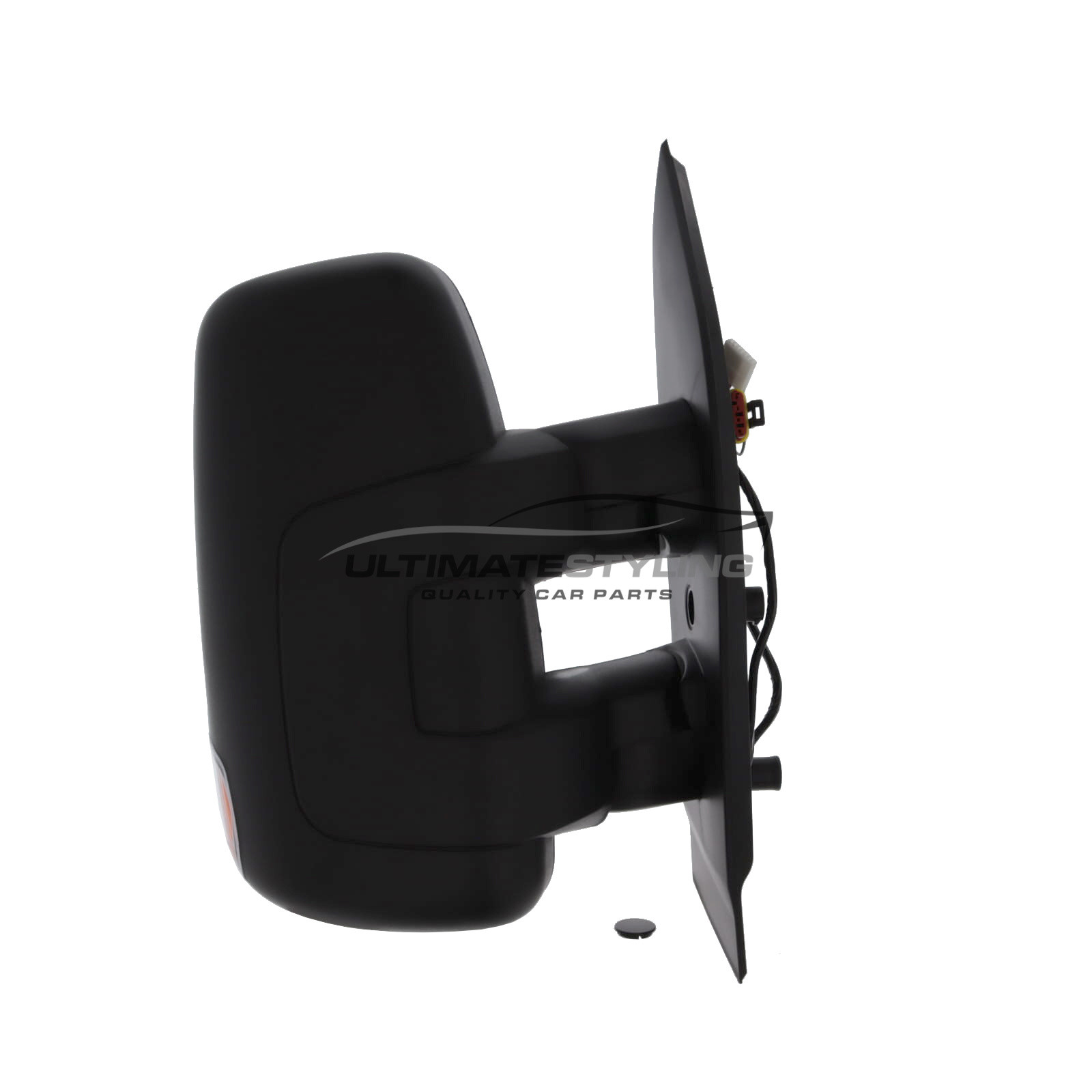 Iveco Daily 2006-2014 Short Arm Wing Door Mirror - Electric - Clear Indicator - Heated - Convex Glass - Black Cover - Drivers Side Offside Right Hand