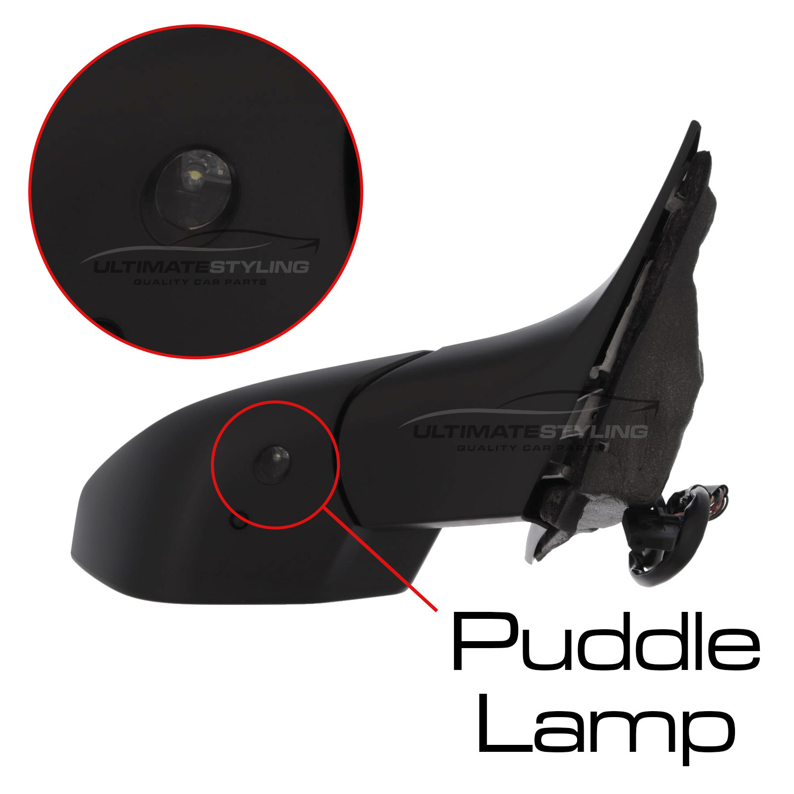 Peugeot 308 P5 2021-2025 / 408 2023-2025 , Vauxhall Astra Mk8 L 2021-2025 Wing Door Mirror - Electric Power Folding - Heated - Convex Glass - Indicator Light - Puddle Light - Temperature Sensor - Primed Cover - Drivers Side Offside Right Hand