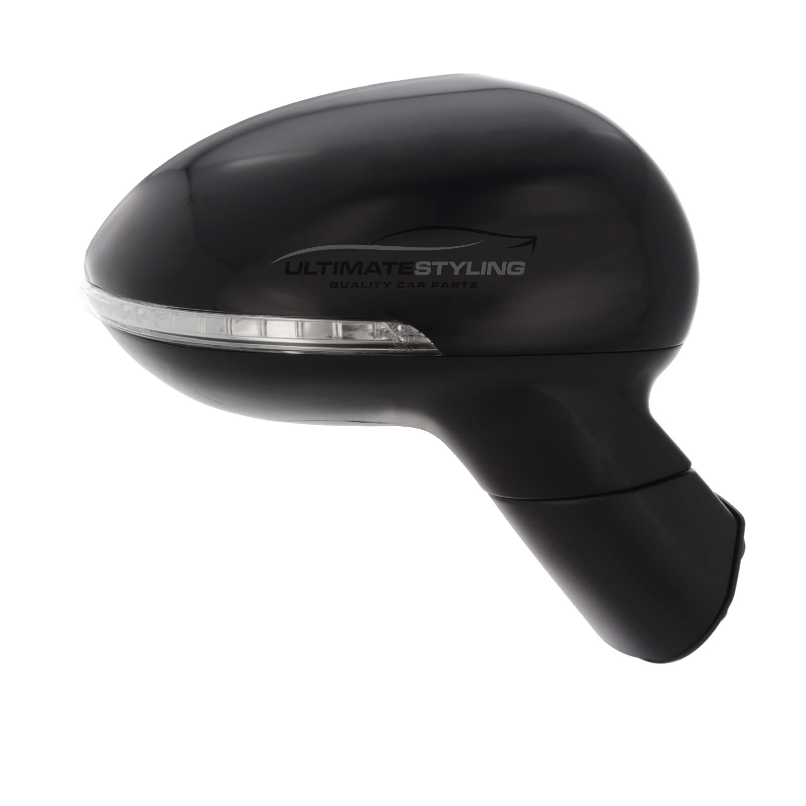 Kia Rio 2011-2017 Wing Door Mirror - Electric - Heated - Convex - Glass - LED Indicator - Paintable Black Cover - Drivers Side Offside Right Hand