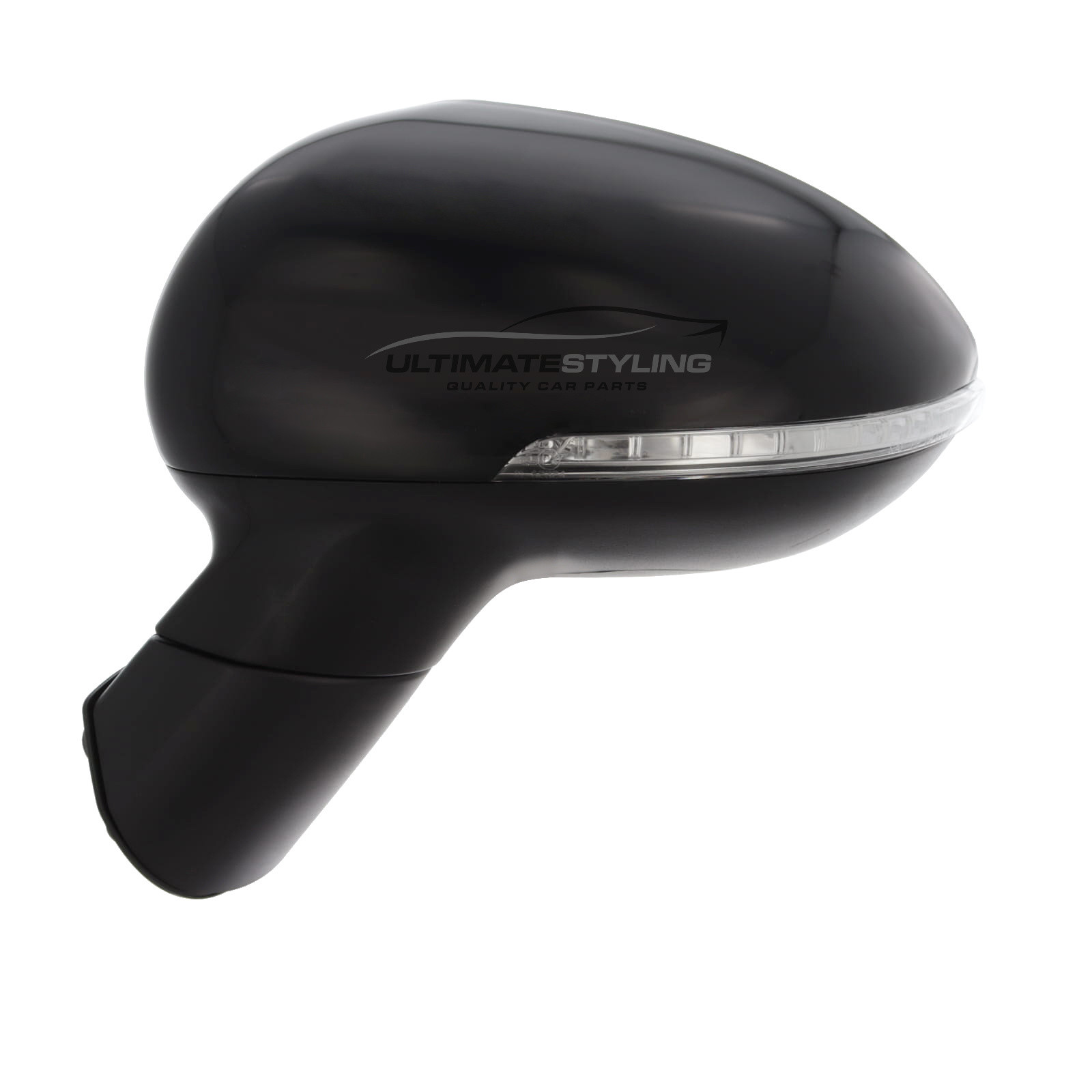 Kia Rio 2011-2017 Wing Door Mirror - Electric - Heated - Convex - Glass - LED Indicator - Paintable Black Cover - Passengers Side Nearside Left Hand