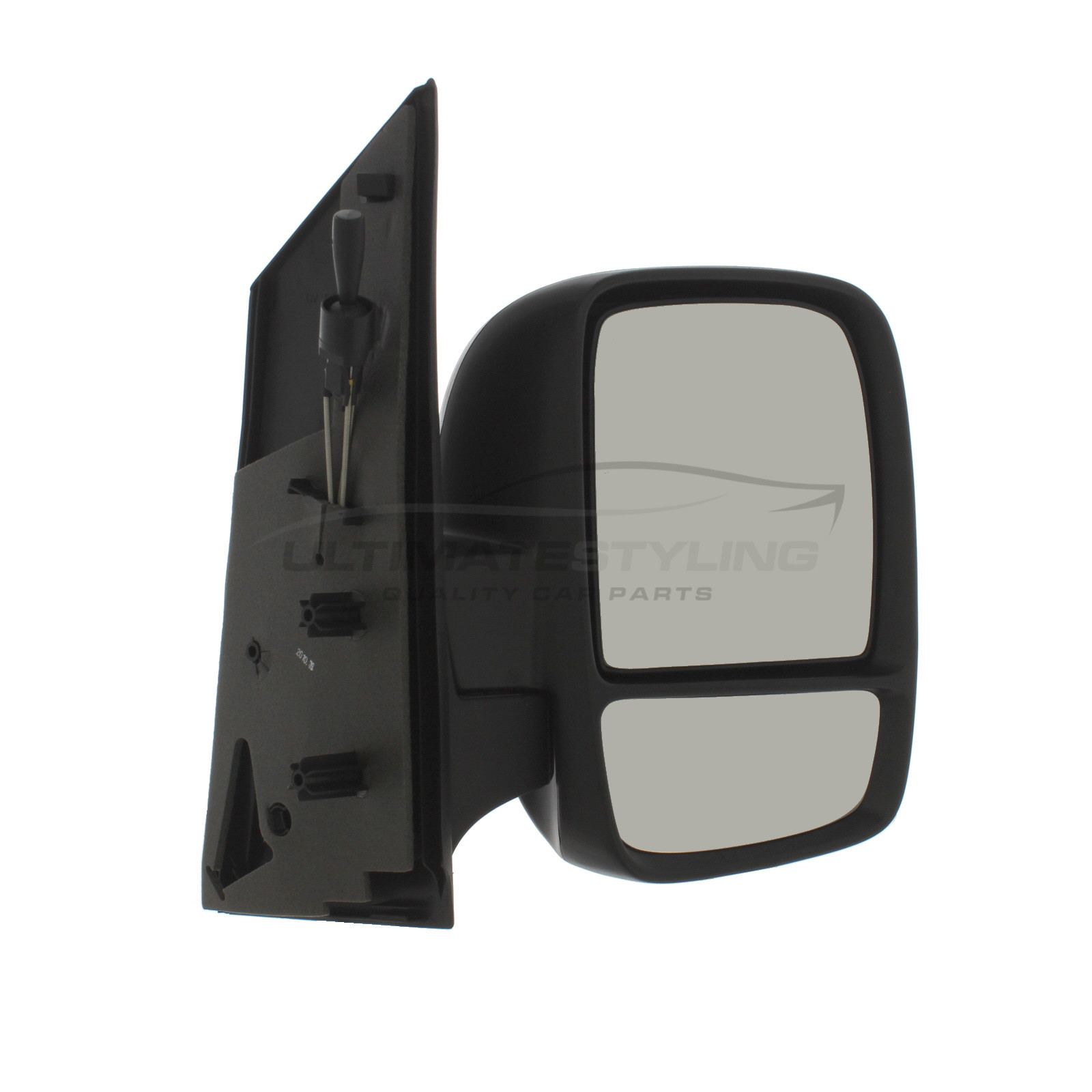 Fiat Scudo 2007-2016 / Citroen Dispatch 2007-2016 / Peugeot Expert 2007-2016 / Toyota Proace 2013-2016 Wing Mirror / Door Mirror - Drivers Side (RH) - Cable adjustment - Black