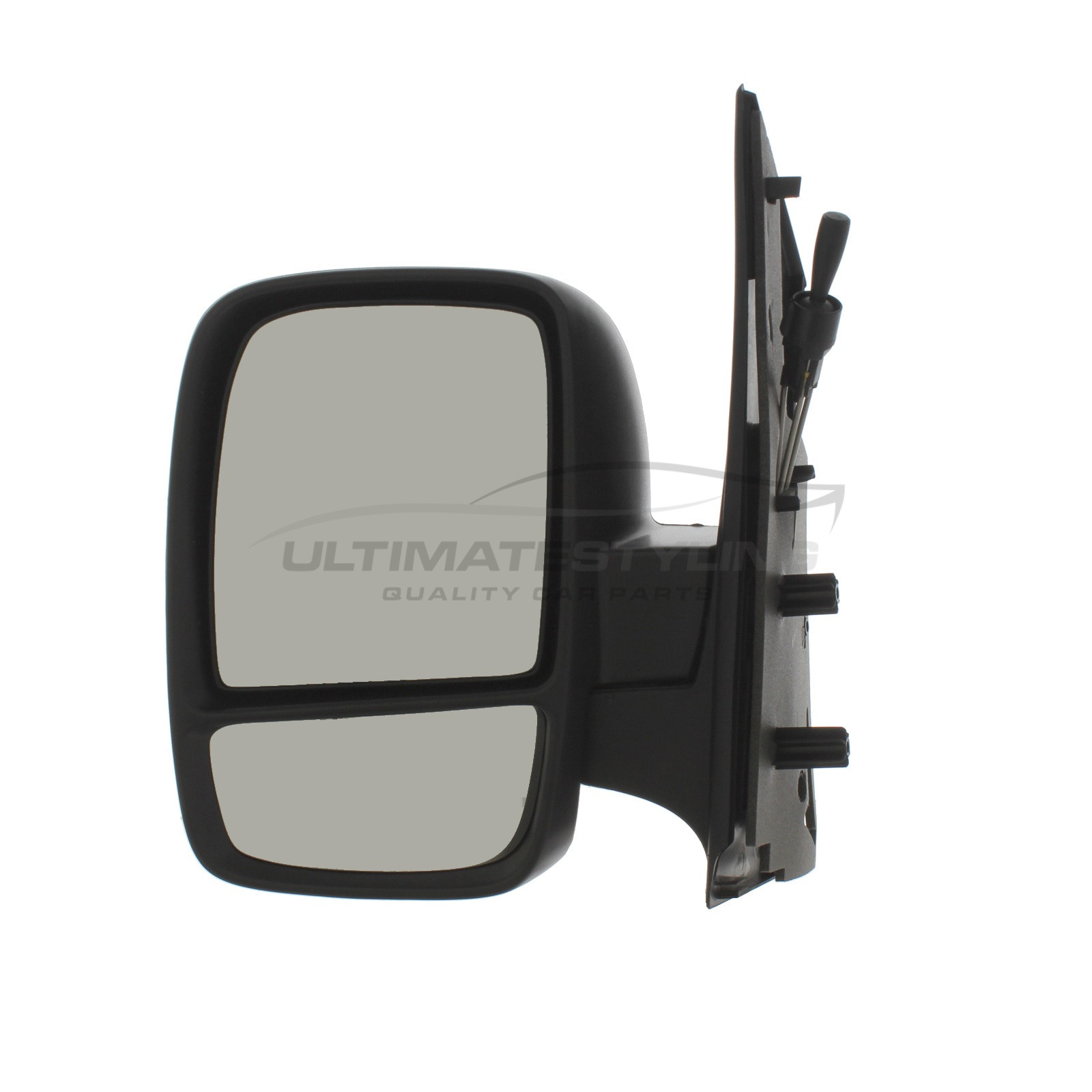Fiat Scudo 2007-2016 / Citroen Dispatch 2007-2016 / Peugeot Expert 2007-2016 / Toyota Proace 2013-2016 Wing Mirror / Door Mirror - Passenger Side (LH) - Cable adjustment - Black