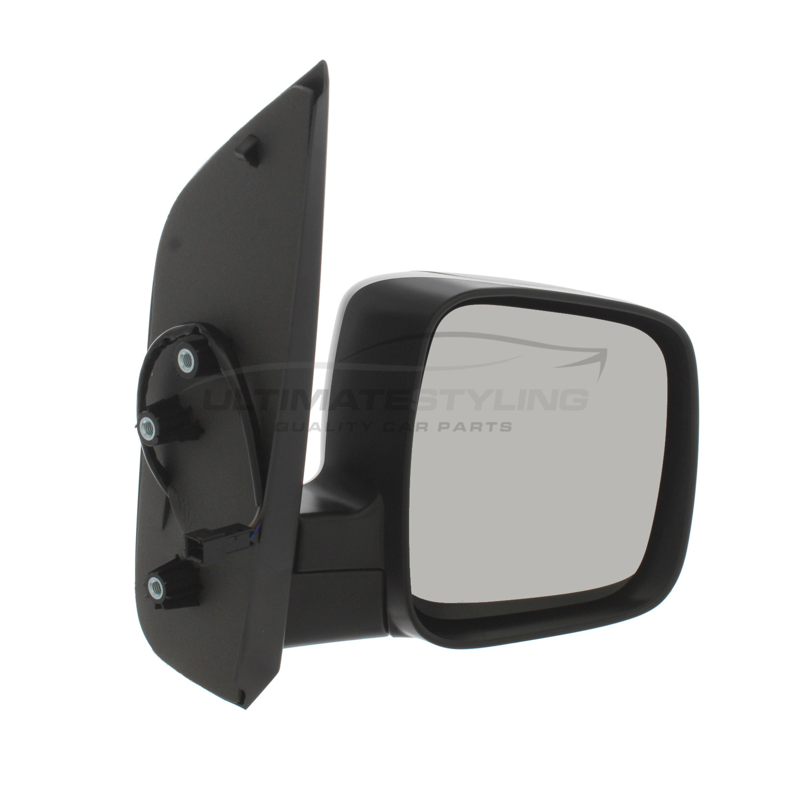 Fiat Fiorino 2008> / Qubo 2008> / Citroen Nemo 2008> / Peugeot Bipper 2008> Wing Mirror / Door Mirror - Drivers Side (RH) - Electric adjustment - Heated Glass - Temperature Sensor - Black