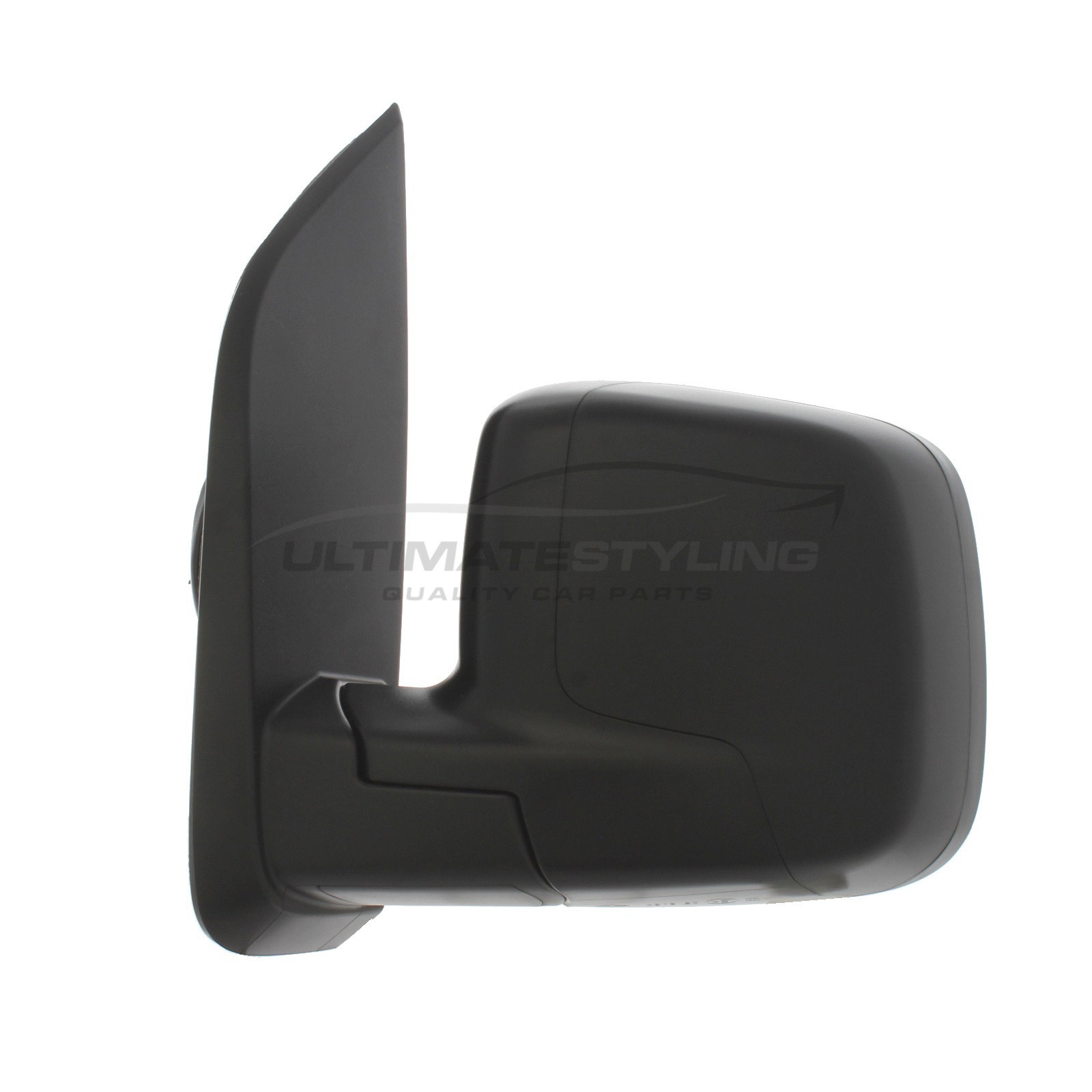 Fiat Fiorino 2008> / Qubo 2008> / Citroen Nemo 2008> / Peugeot Bipper 2008> Wing Mirror / Door Mirror - Passenger Side (LH) - Electric adjustment - Heated Glass - Black