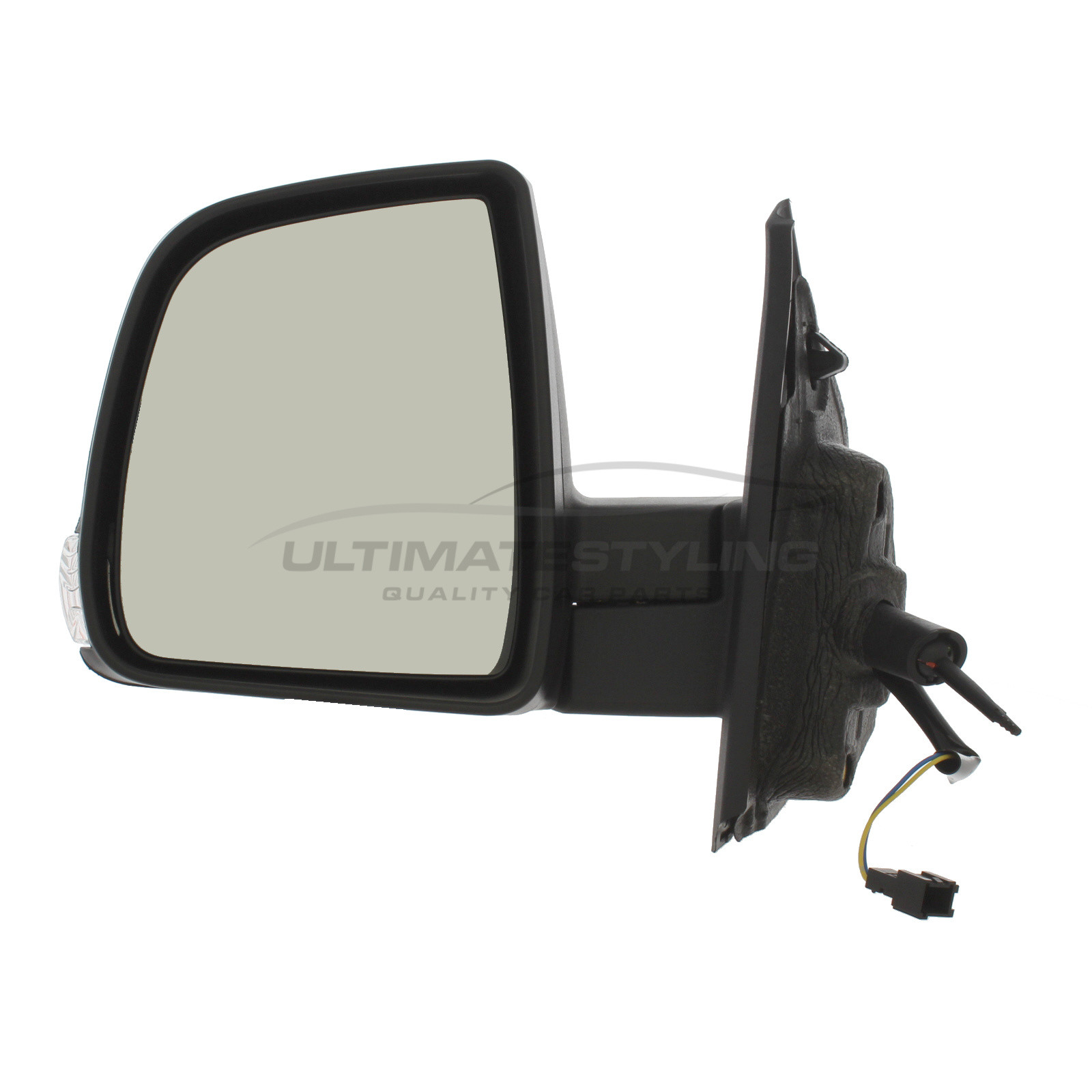 Fiat Doblo 2010> Wing Mirror / Door Mirror - Passenger Side (LH) - Cable adjustment - Indicator - Black