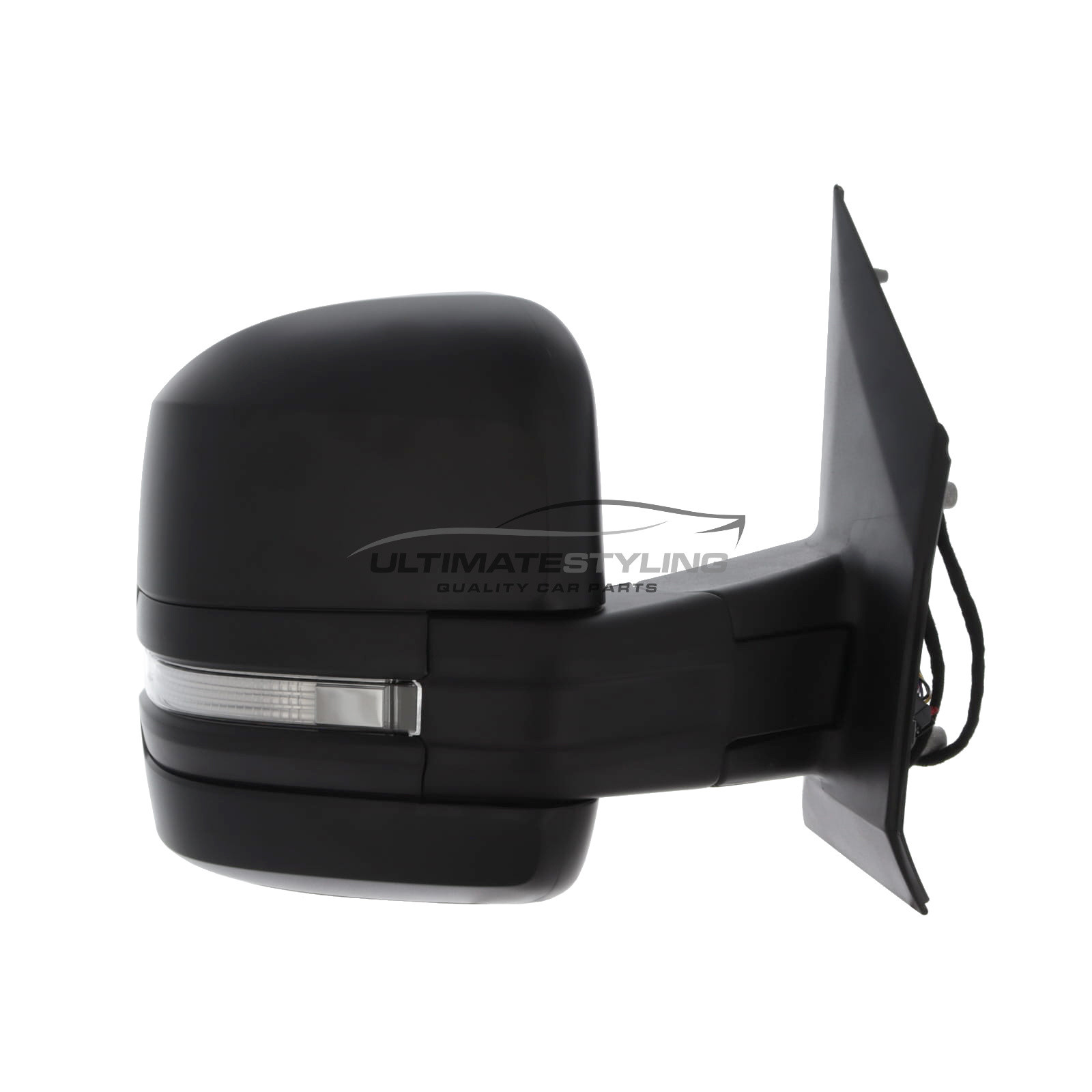 MAN TGE, VW Crafter 2017-> Wing Door Mirror - Electric - Heated - Convex - Glass - Indicator - Black Textured Cover - Drivers Side Offside Right Hand