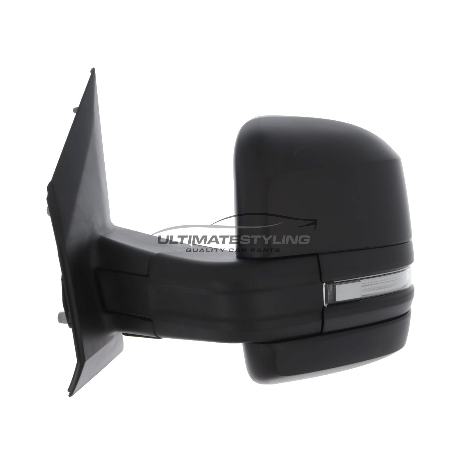 MAN TGE, VW Crafter 2017-> Wing Door Mirror - Electric - Heated - Convex - Glass - Indicator - Black Textured Cover - Passengers Side Nearside Left Hand