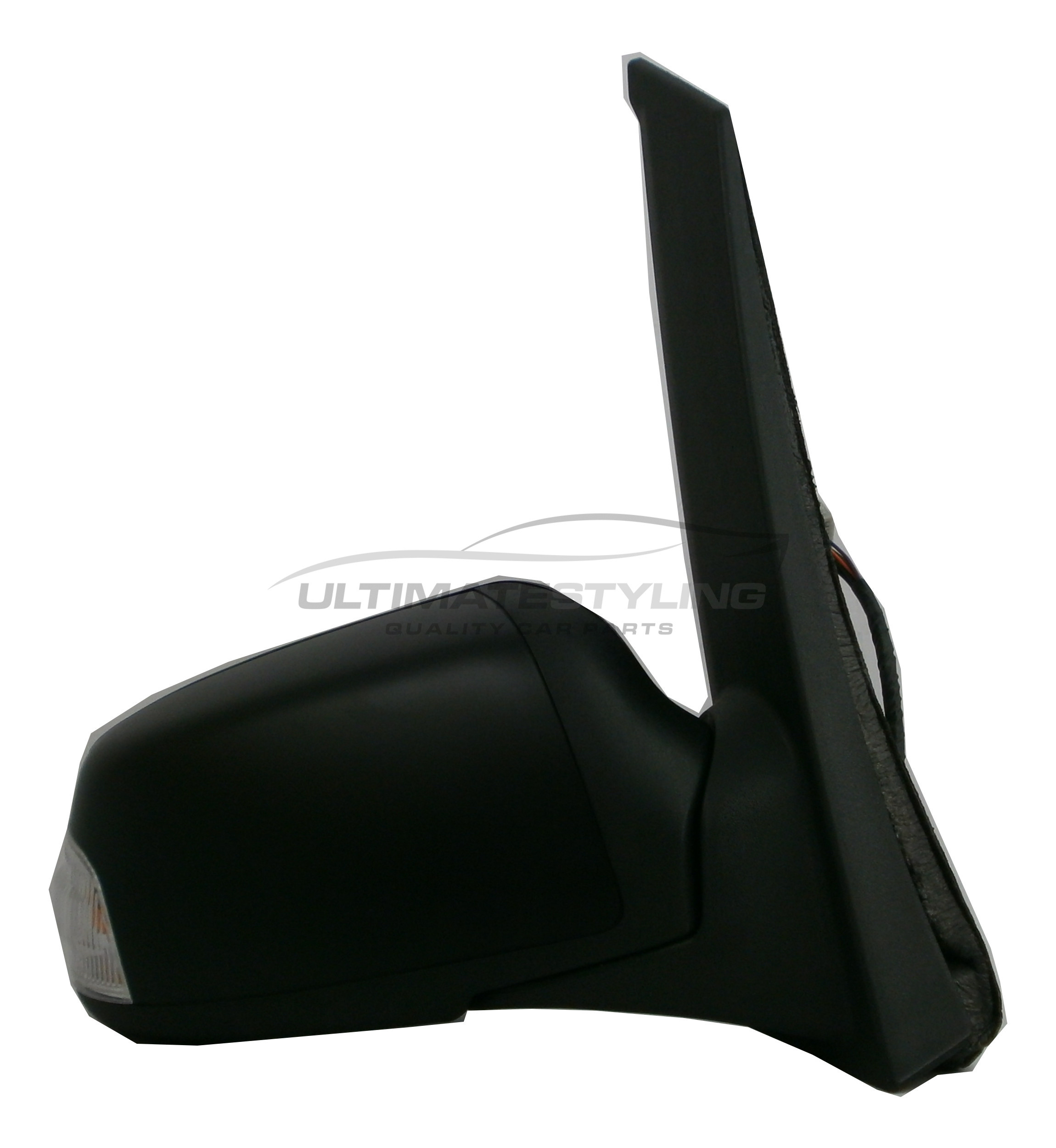 Ford Focus C-Max 2003-2007 Wing Door Mirror - Electric Power Folding - Heated - Convex Glass - Puddle Lamp - Clear Indicator - Black Cover Drivers Side Offside Right Hand