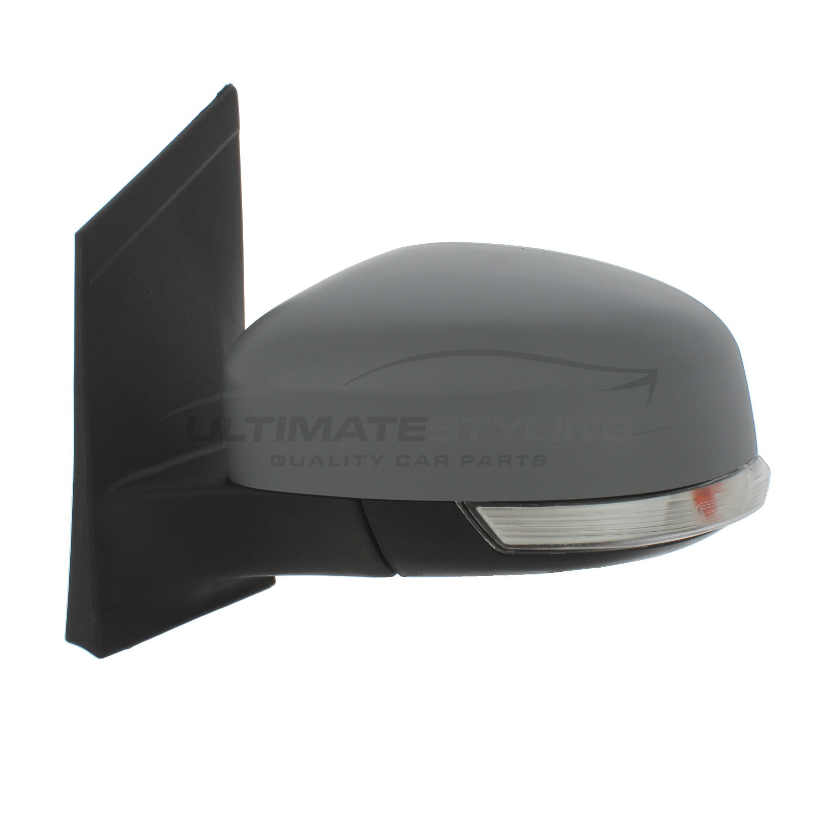Ford Focus Mk2 2008-2012 Wing Door Mirror - Electric Power Folding - Heated - Aspherical Glass - Puddle Lamp - Clear Indicator - Primed Cover - Passengers Side Nearside Left Hand