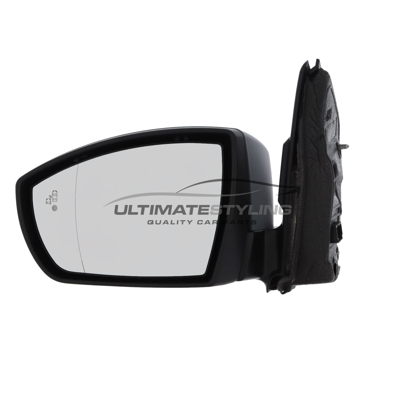 Ford Kuga 2012-2020 Wing Door Mirror - Electric Power Folding - Heated - Aspherical Glass - Blind Spot Indicator - Puddle Lamp - Clear Indicator - Primed Cover - Passengers Side Nearside Left Hand