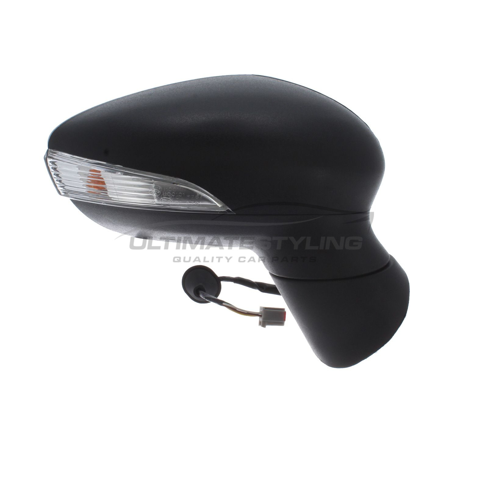 Ford Fiesta Wing Mirror / Door Mirror - Drivers Side (RH) - Electric adjustment - Heated Glass - Indicator - Black - Textured