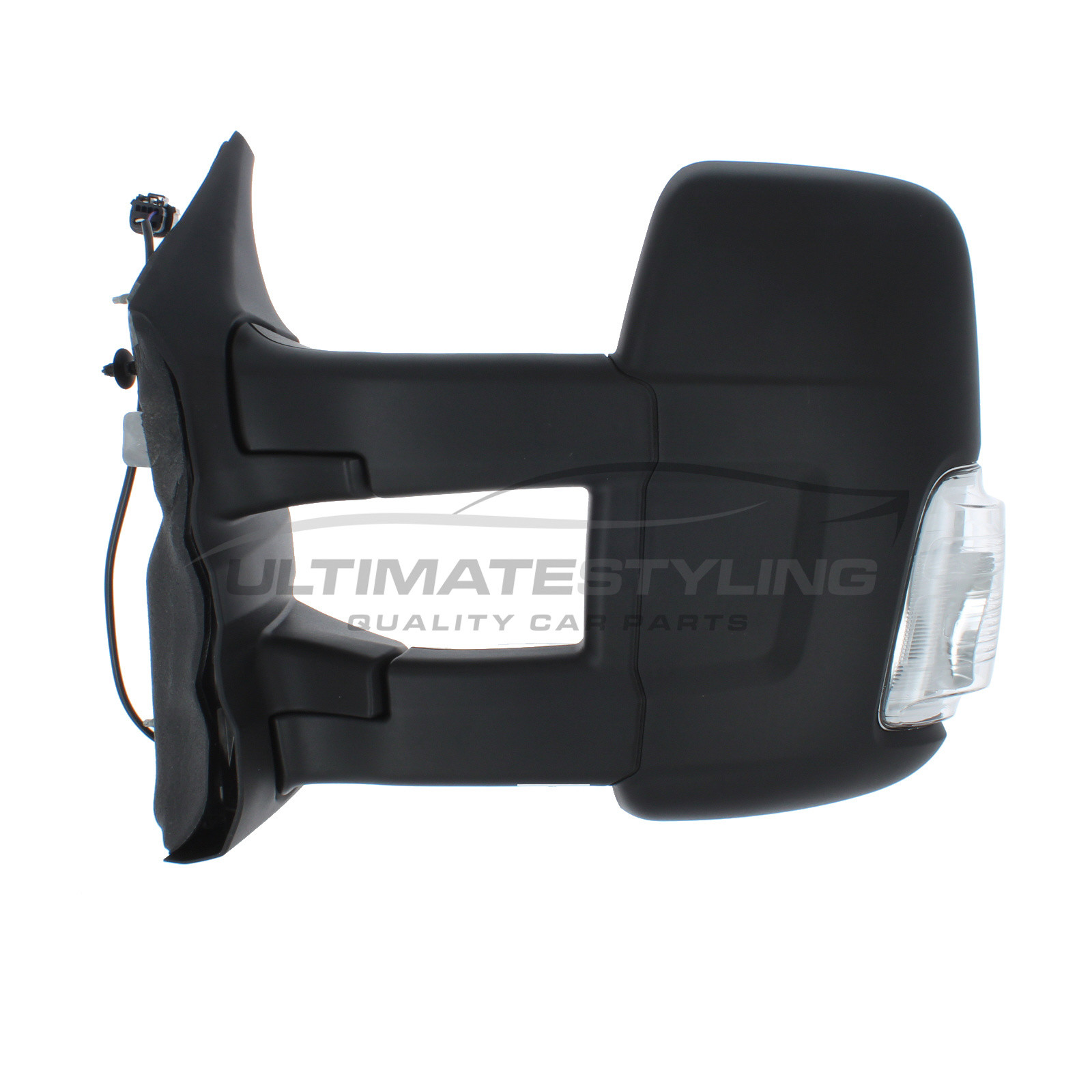 Ford Transit Wing Mirror / Door Mirror - Passenger Side (LH) - Manual adjustment - Non-Heated Glass - Indicator - Black - Textured