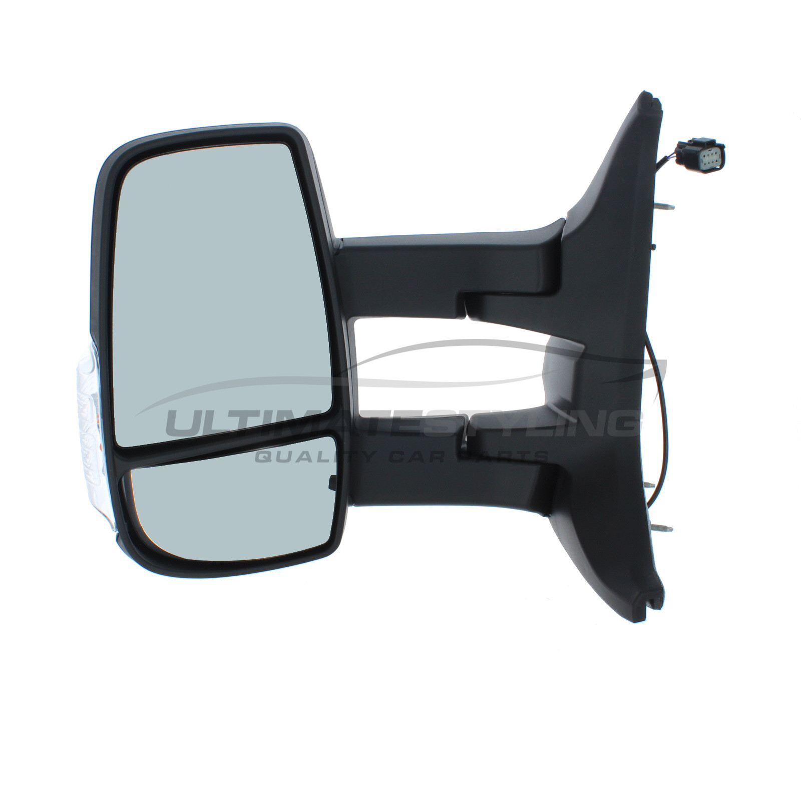 Ford Transit Wing Mirror / Door Mirror - Passenger Side (LH) - Manual adjustment - Non-Heated Glass - Indicator - Black - Textured