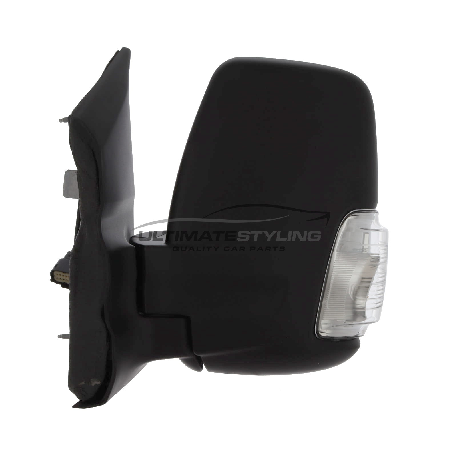 Ford Transit Wing Mirror / Door Mirror - Passenger Side (LH) - Manual adjustment - Non-Heated Glass - Indicator - Black - Textured