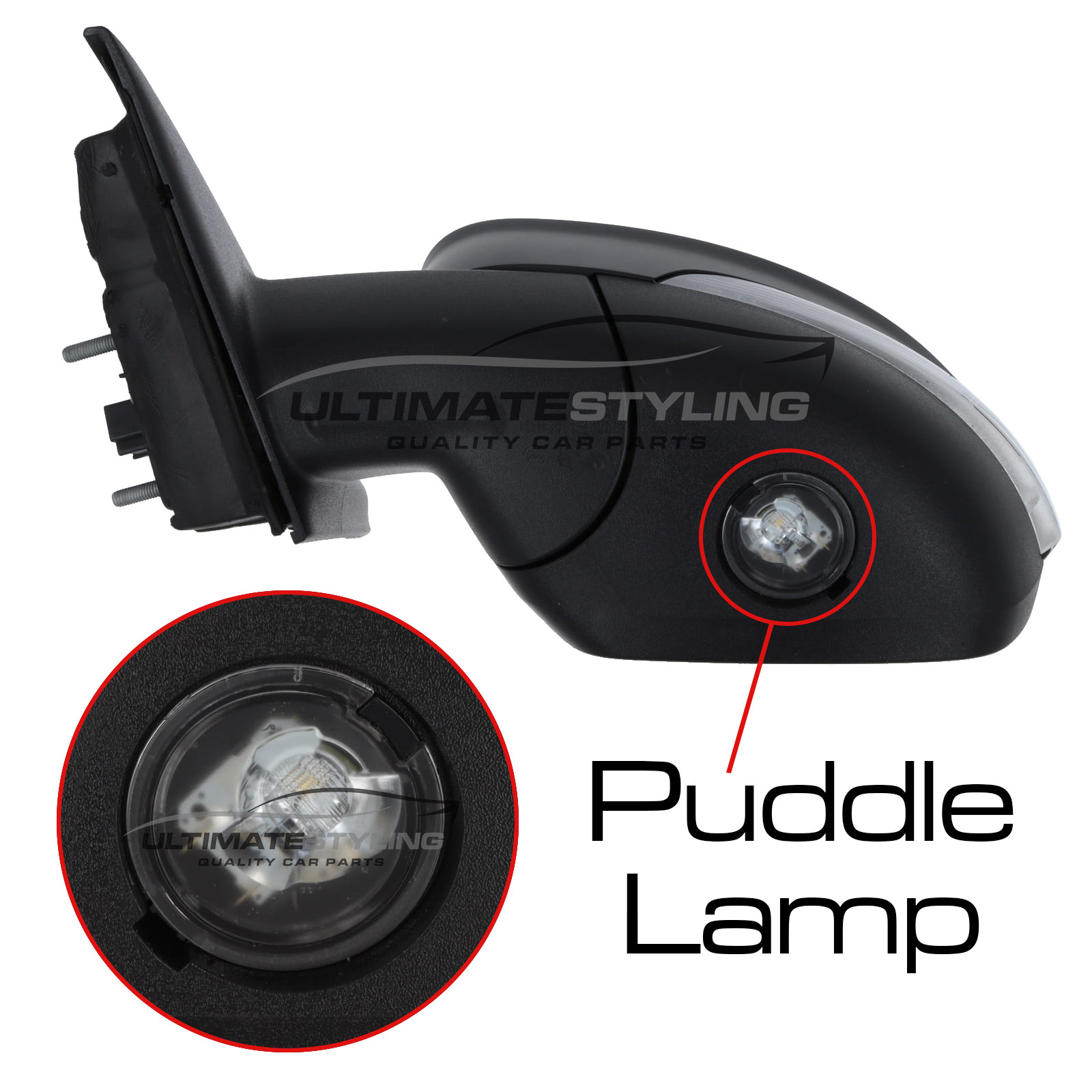 Ford Galaxy / S-MAX Wing Mirror / Door Mirror - Passenger Side (LH) - Electric adjustment - Heated Glass - Power Folding - Indicator - Puddle Light - Primed