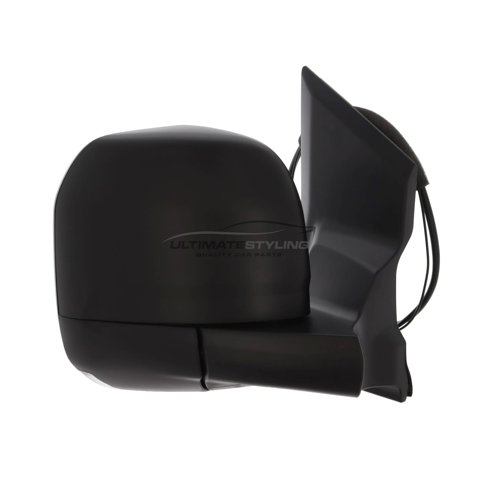 Ford Transit Custom 2023->, VW Transporter T7 2025-> Wing Door Mirror - Electric - Heated - Convex - Glass - Indicator - Temperature Sensor - DAB Aerial - Black Textured Cover - Drivers Side Offside Right Hand