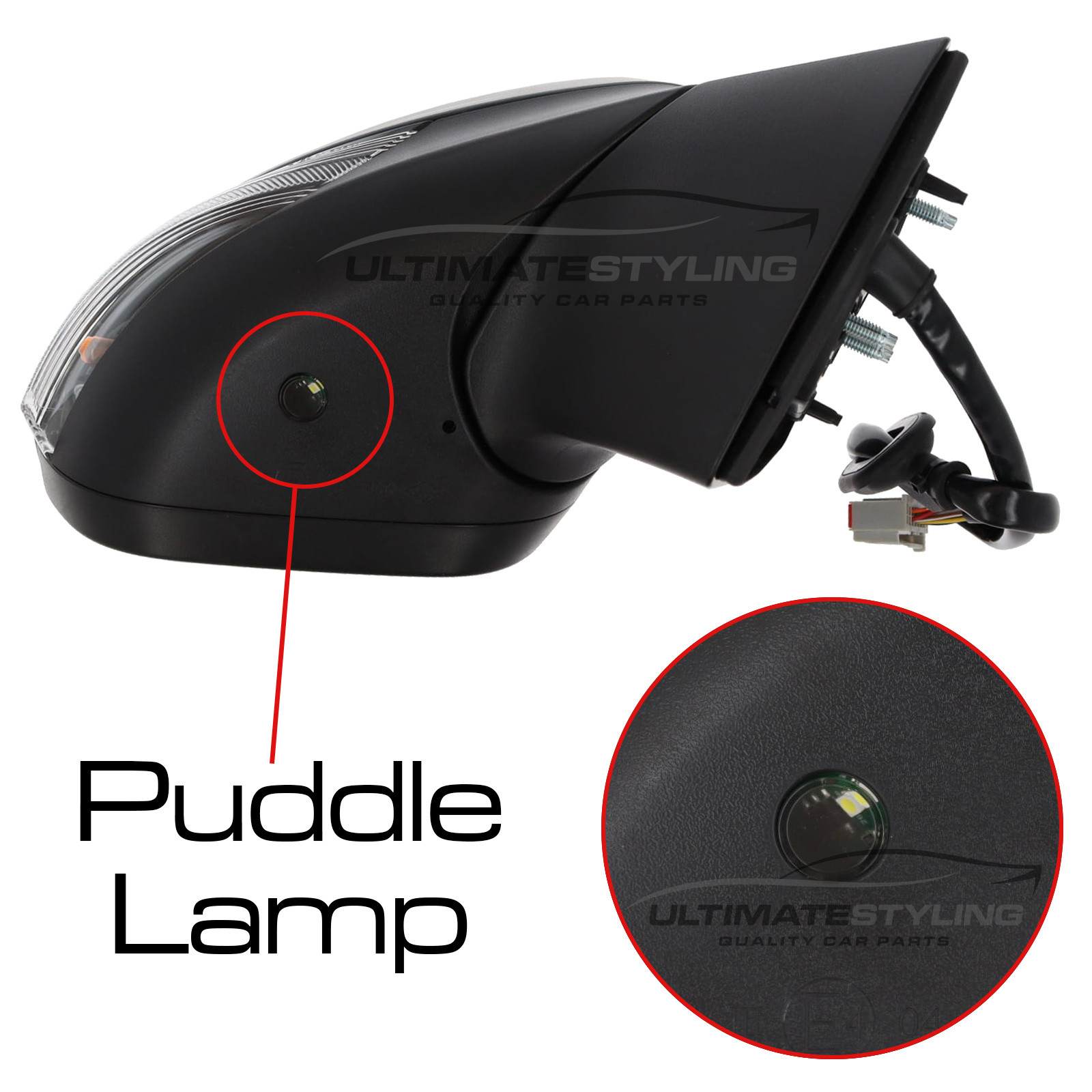 Ford Puma Wing Mirror / Door Mirror - Drivers Side (RH) - Electric adjustment - Heated Glass - Power Folding - Indicator - Puddle Light - Primed