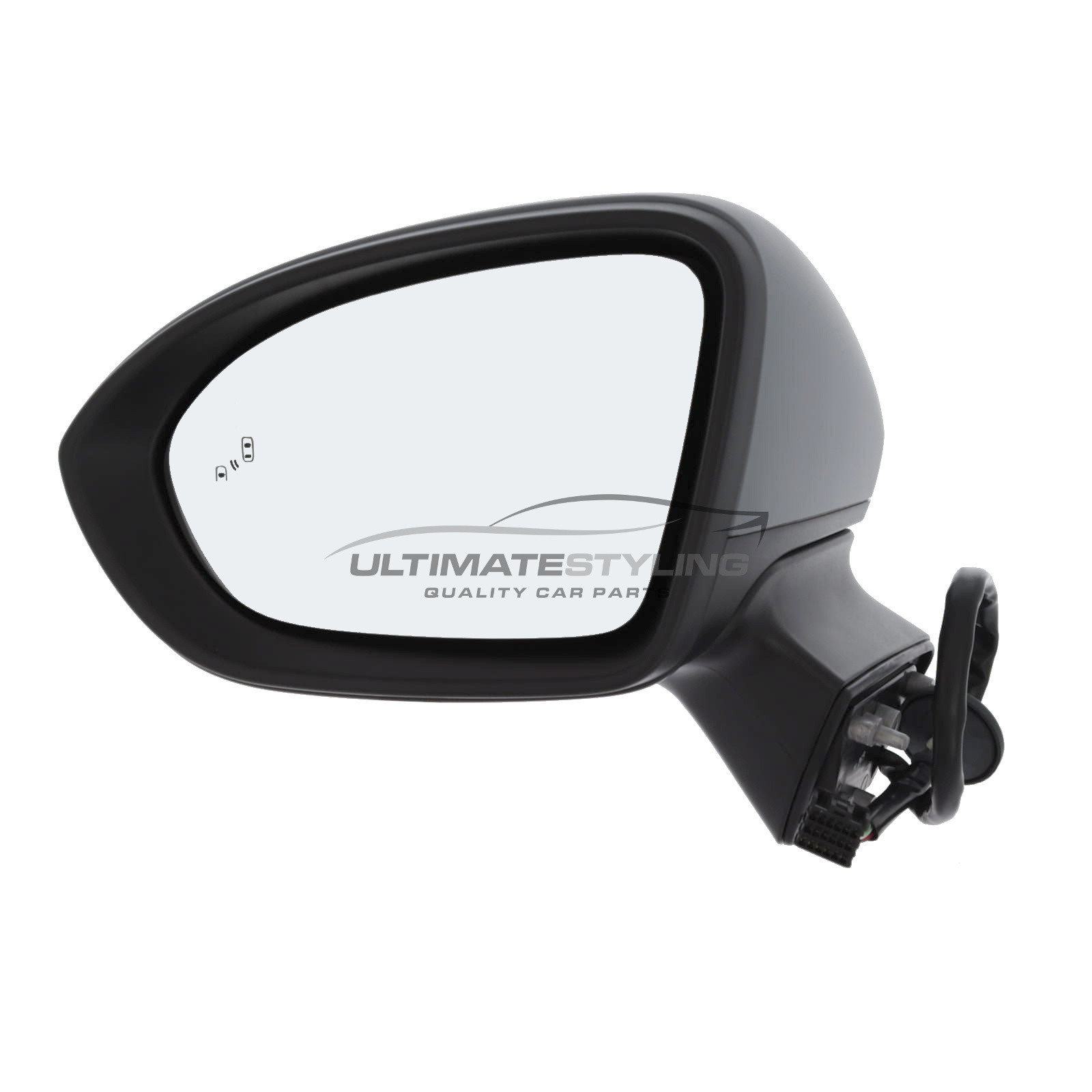 Vauxhall Astra K Mk7 2015-2022 Wing Door Mirror - Electric Power Folding - Heated - Convex Glass - Blind Spot Indicator - Primed Cover - Passengers Side Nearside Left Hand