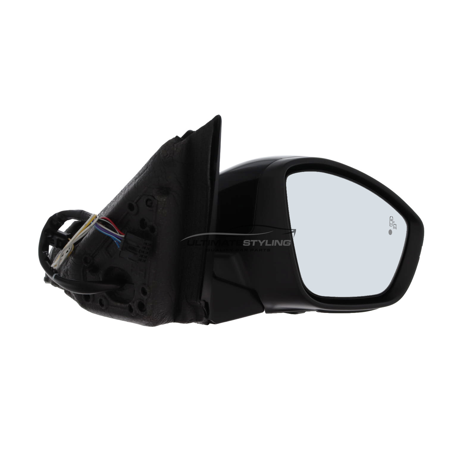 Vauxhall Mokka 2021-2026 Wing Door Mirror - Electric - Power Folding - Heated - Convex - LED Indicator - Blind Spot Detection Light - Temperature Sensor - Gloss Black - Painted - Drivers Side Right