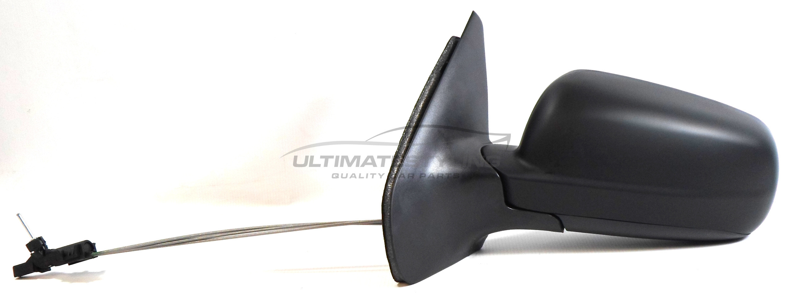 Volkswagen Bora / Golf Wing Mirror / Door Mirror - Passenger Side (LH) - Cable adjustment - Non-Heated Glass - Paintable - Black