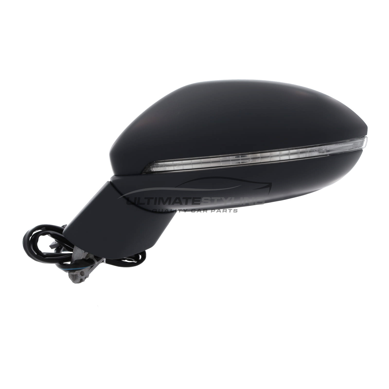 Volkswagen Golf SV 2014-202 Wing Door Mirror - Electric - Heated - Convex Glass - Blind Spot Indicator - Clear Indicator - Black Arm - Primed Cover - Passengers Side Nearside Left Hand
