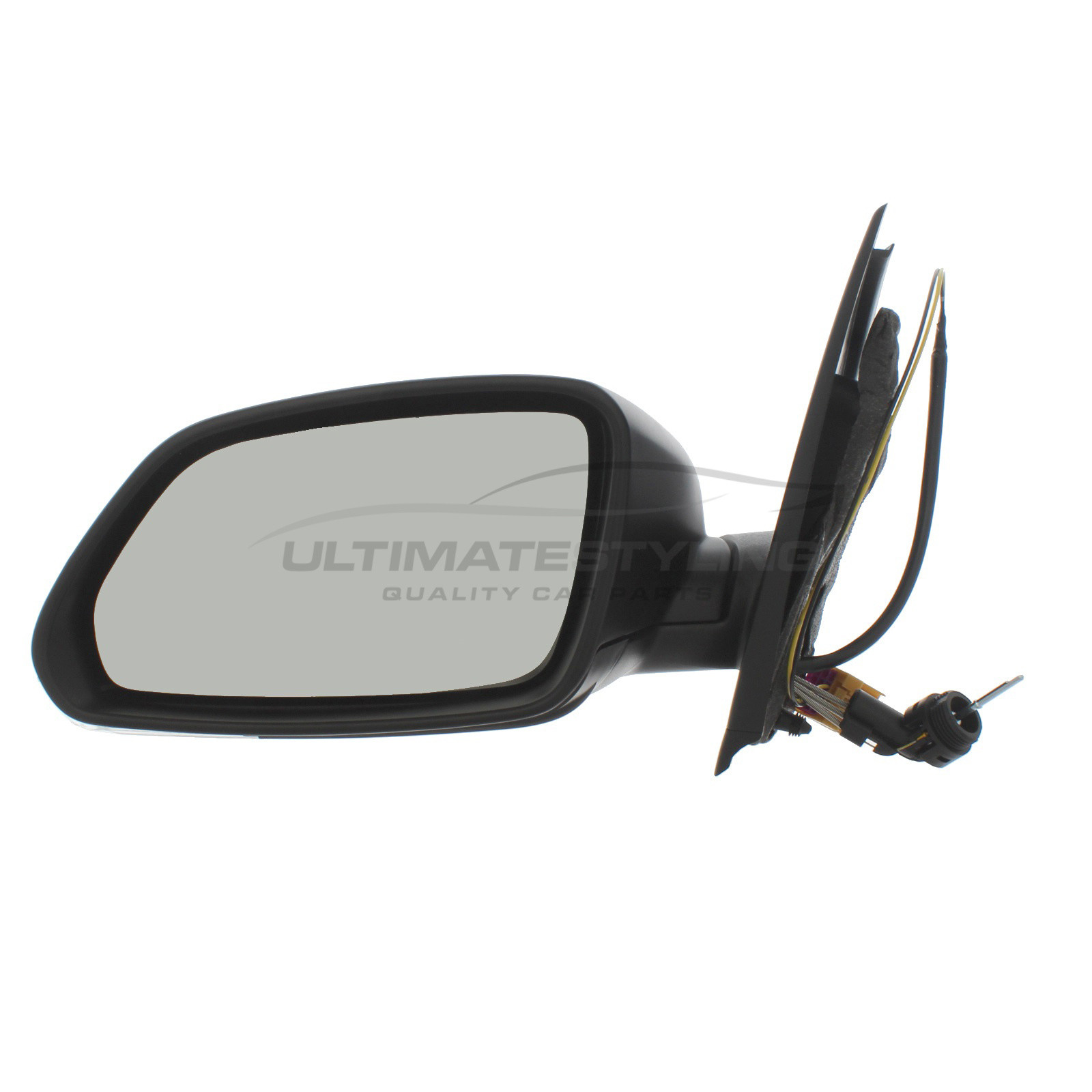Volkswagen Polo Wing Mirror / Door Mirror - Passenger Side (LH) - Cable adjustment - Non-Heated Glass - Indicator - Black