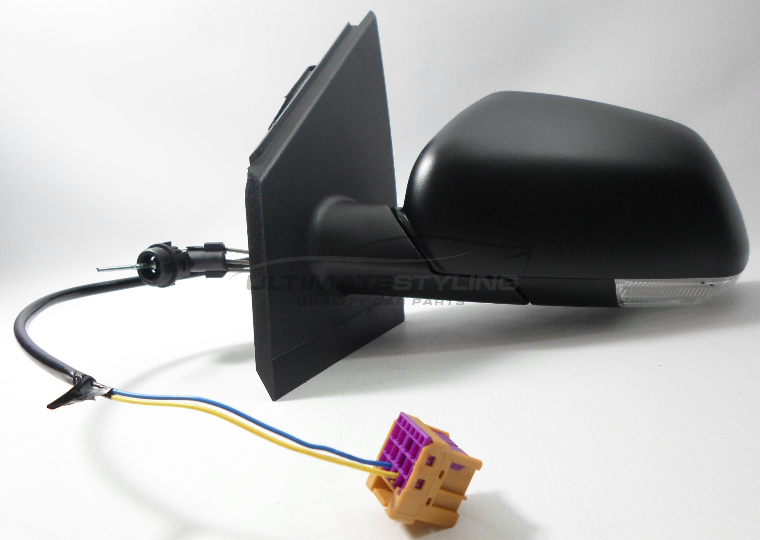 Volkswagen Polo Wing Mirror / Door Mirror - Passenger Side (LH) - Cable adjustment - Non-Heated Glass - Indicator - Black