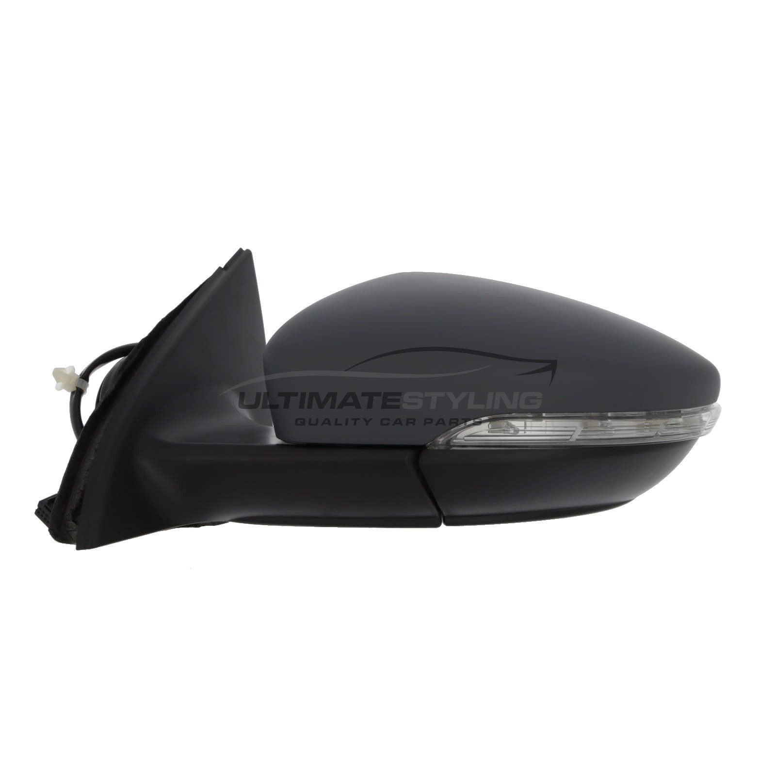 Volkswagen Passat B7 2010-2015 Wing Door Mirror - Electric Power Folding - Heated - Convex Glass - Clear Indicator - Primed Cover - Passenger Side Nearside Left Hand